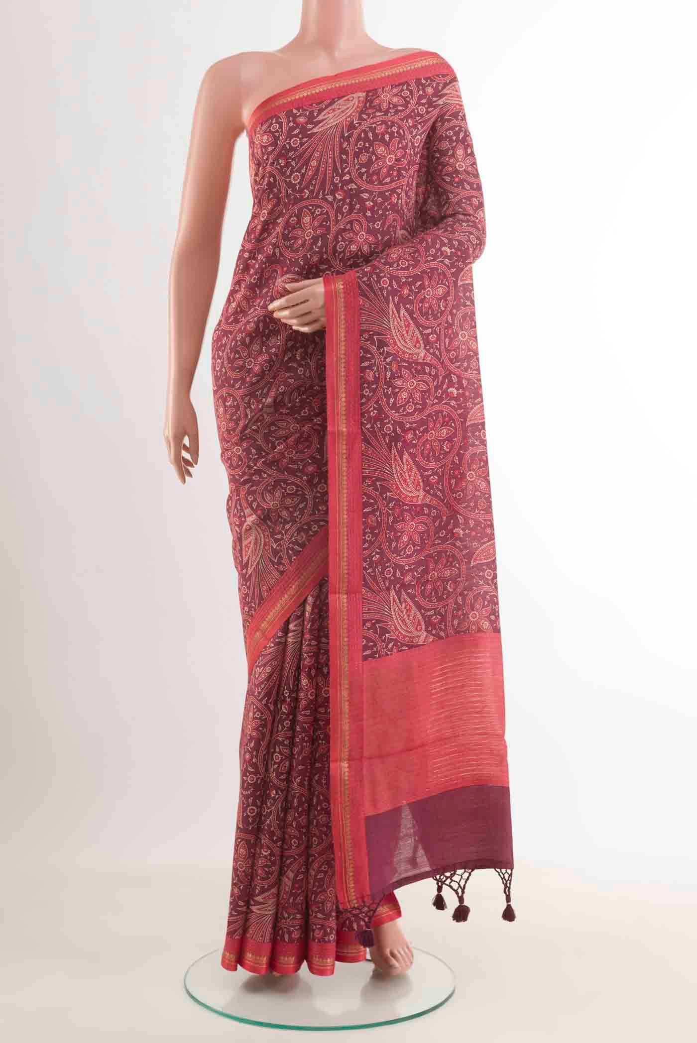 Purple Tussar Silk Saree