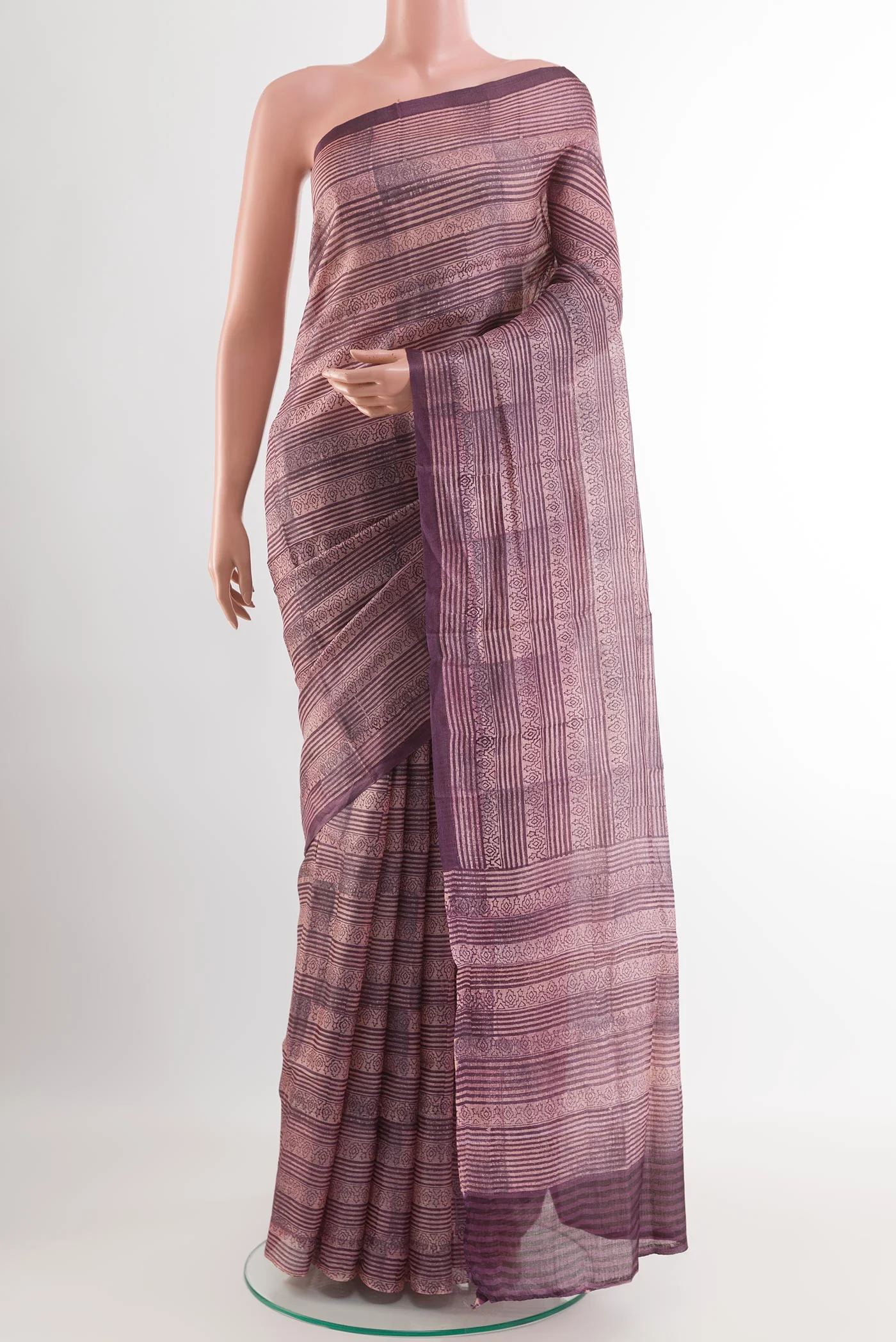 Purple Printed Silk Saree