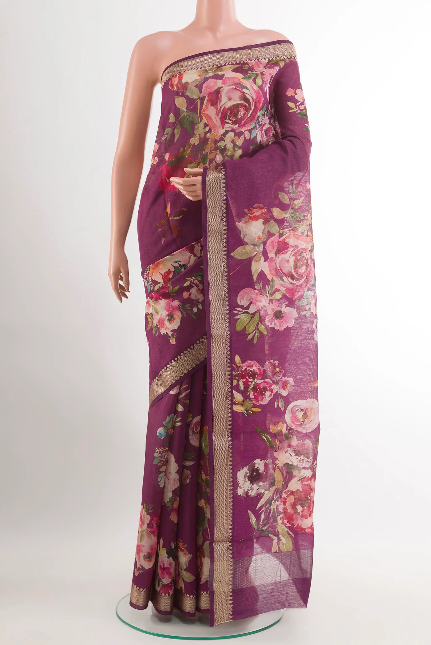 Purple Tussar Silk Saree