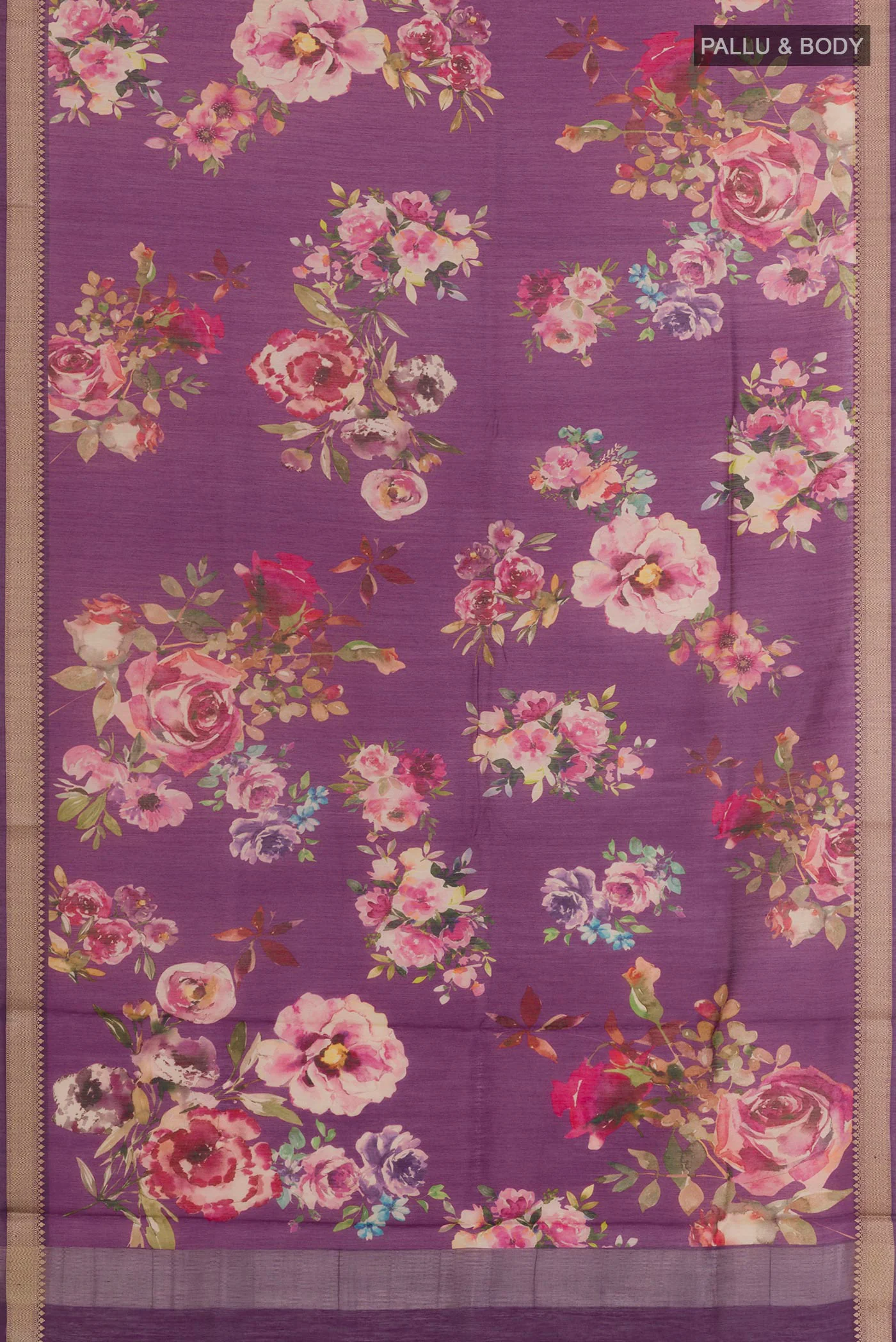 Purple Tussar Silk Saree - Image 3
