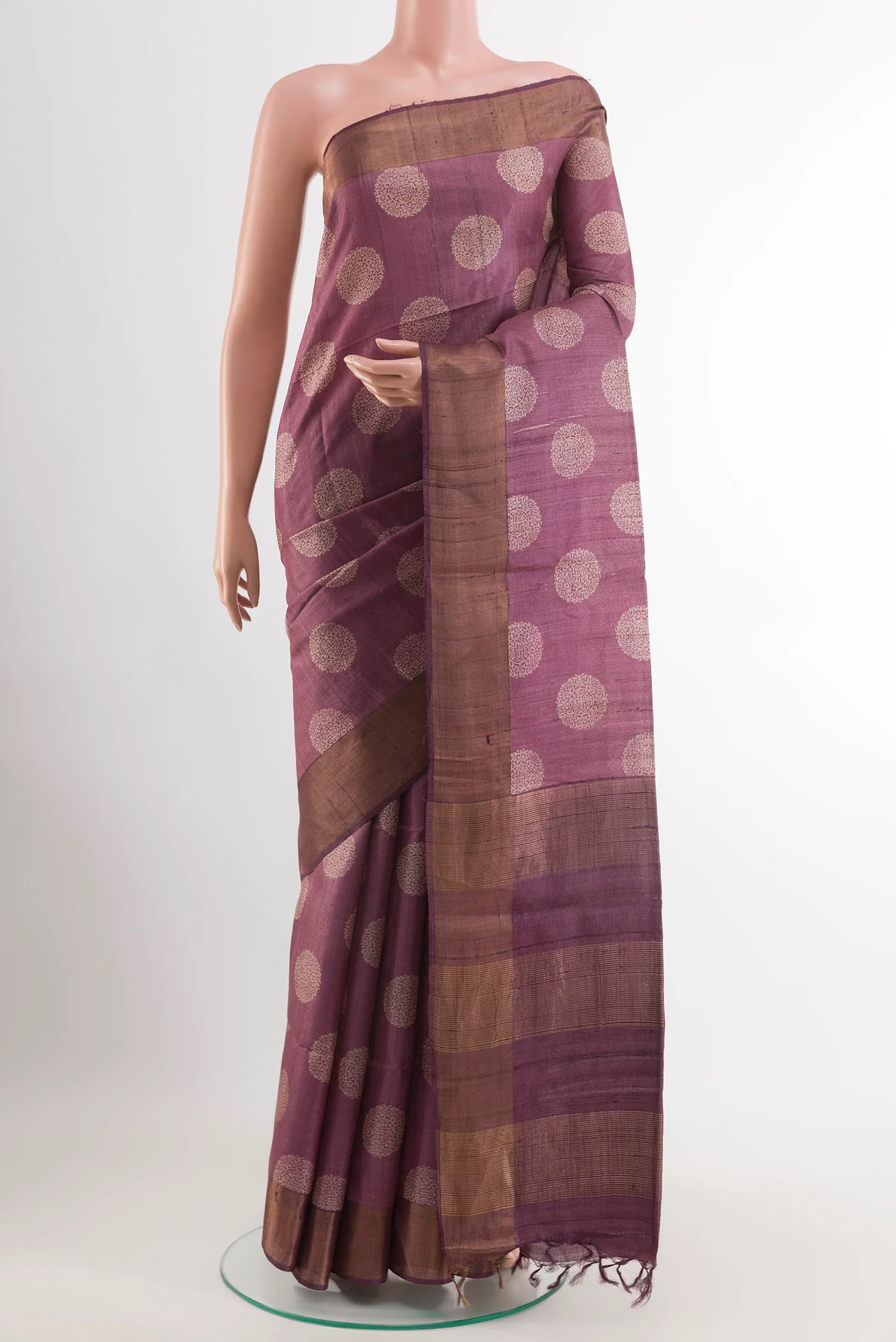 Mauve Tussar Silk Saree