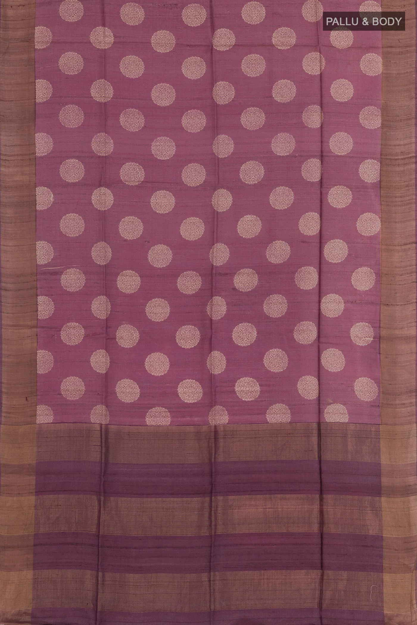 Mauve Tussar Silk Saree - Image 3