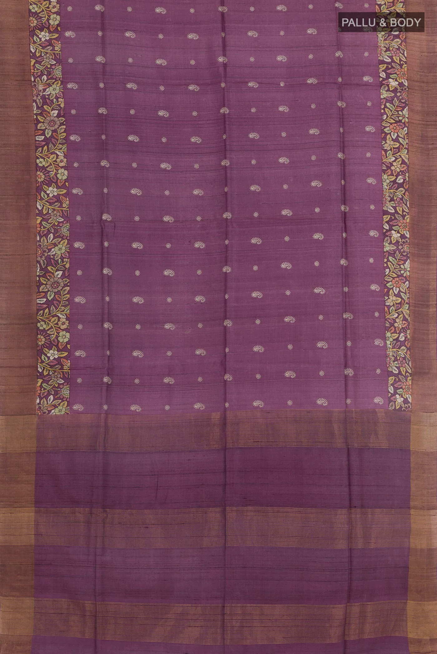 Purple Tussar Silk Saree - Image 3