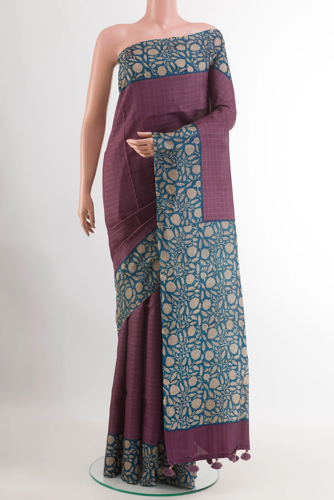 Purple Tussar Silk Saree