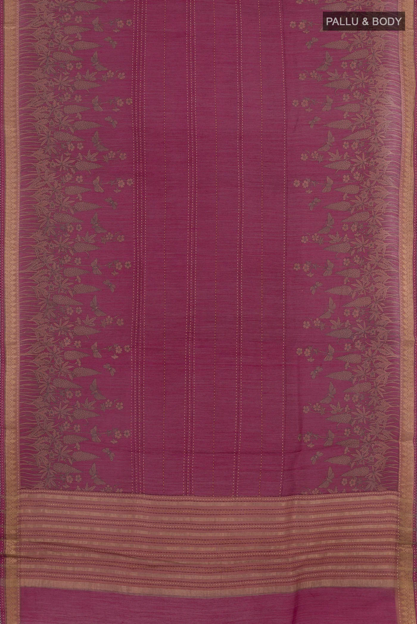 Magenta Tussar Silk Saree - Image 3