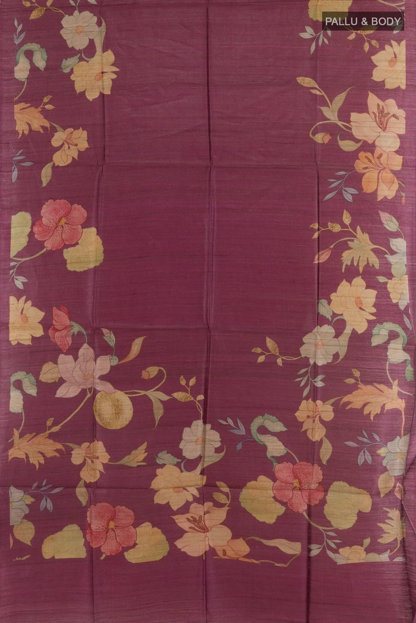 Mauve Tussar Silk Saree - Image 3