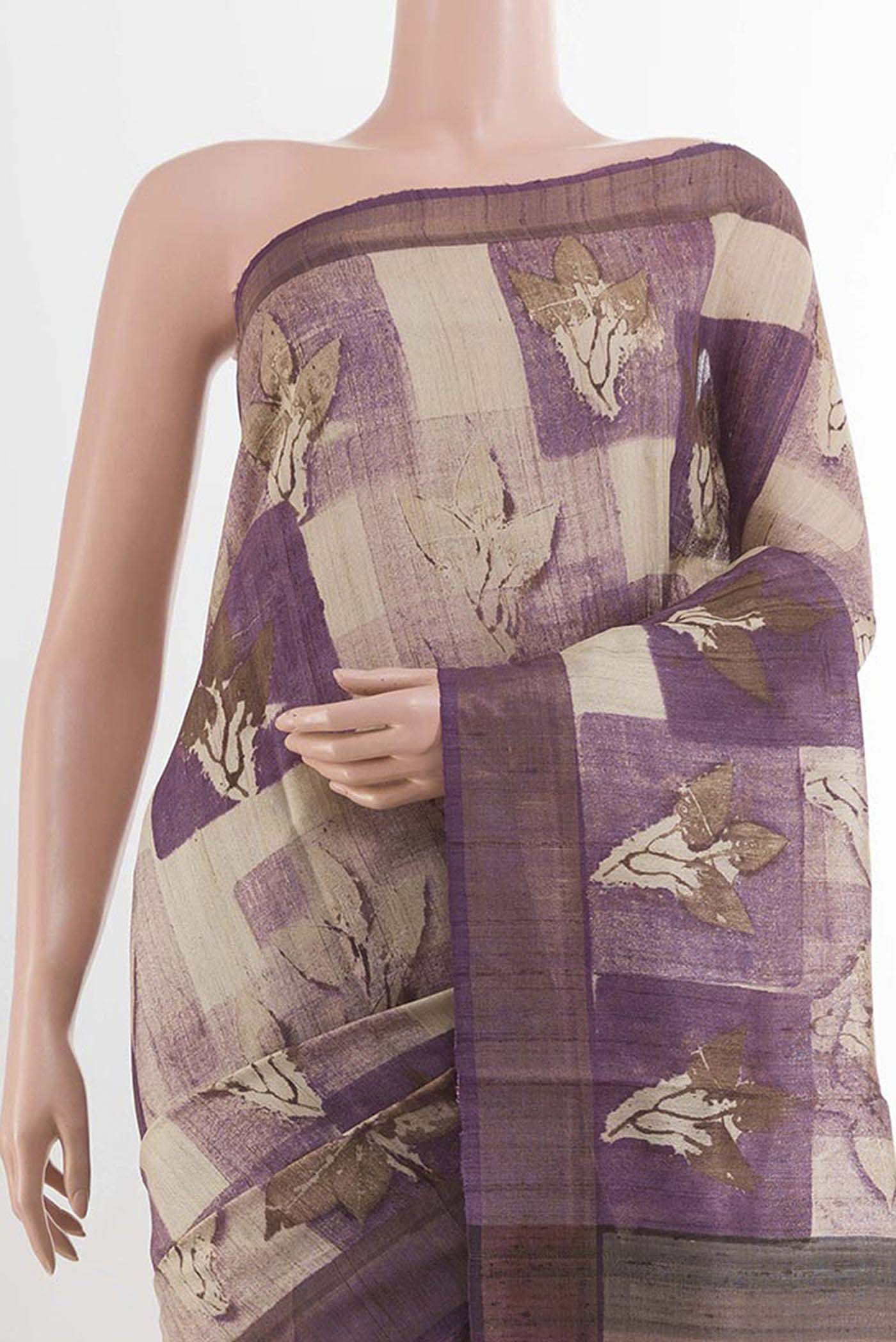 Purple Tussar Saree - Image 2