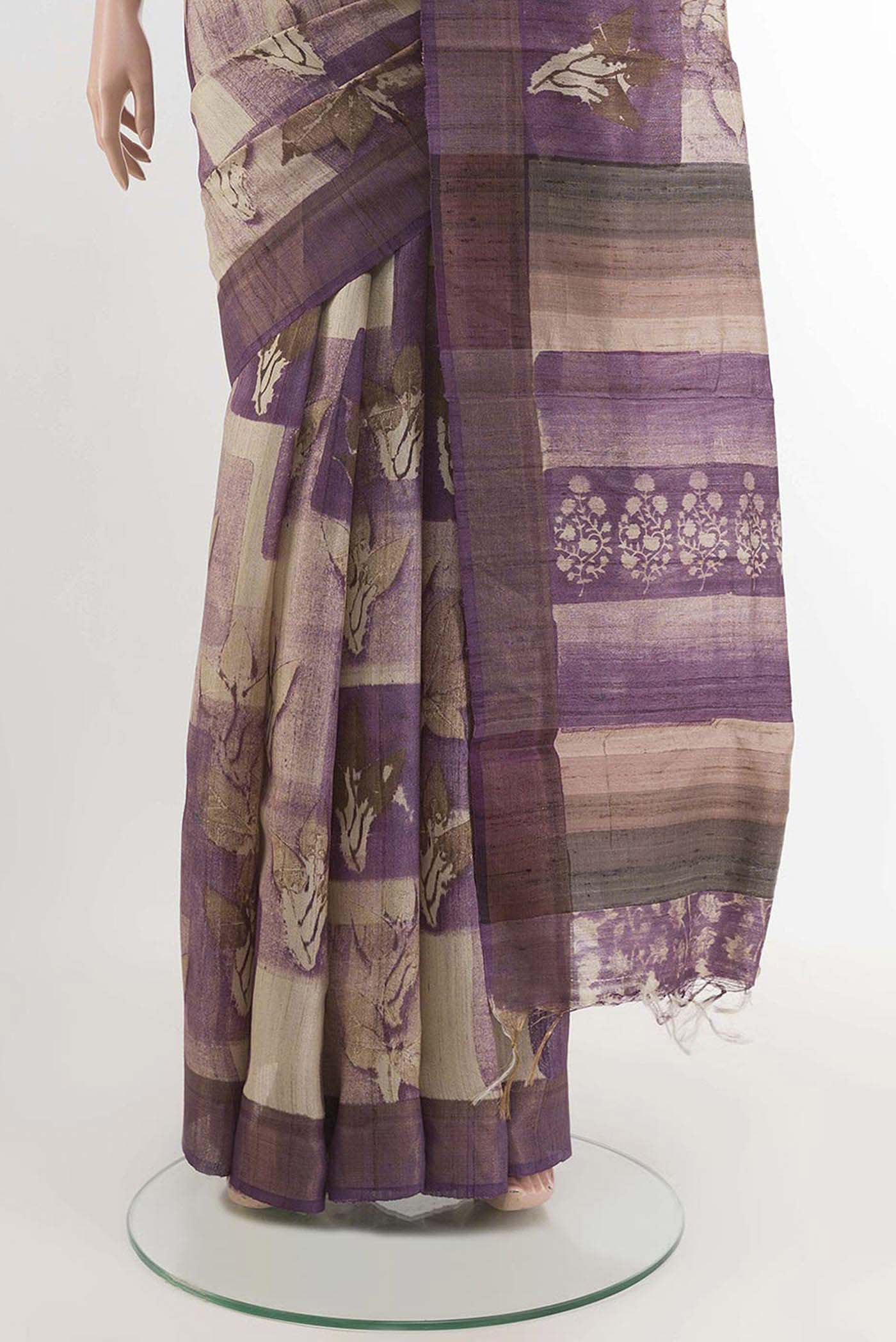 Purple Tussar Saree - Image 3