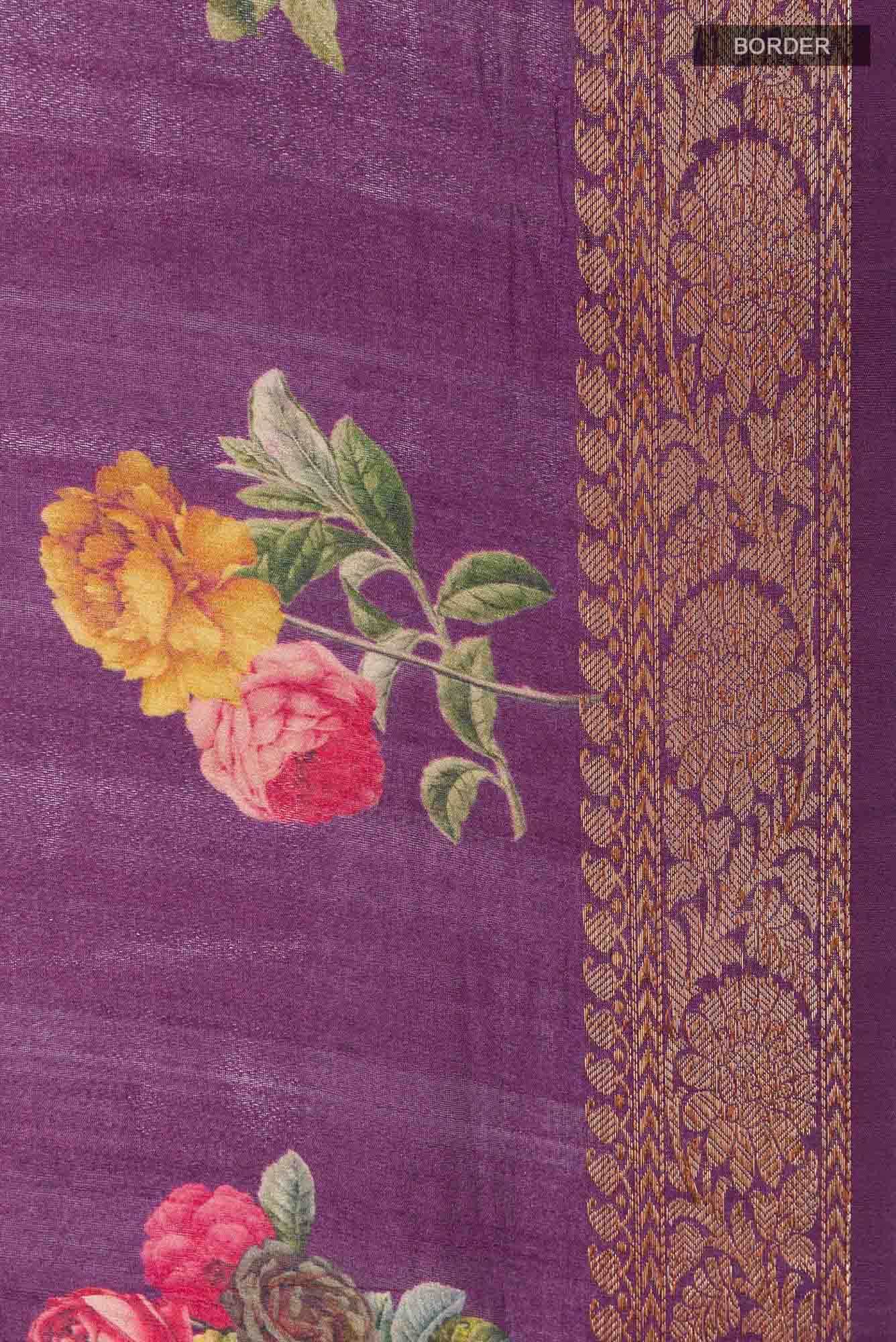 Purple Tussar Saree - Image 5