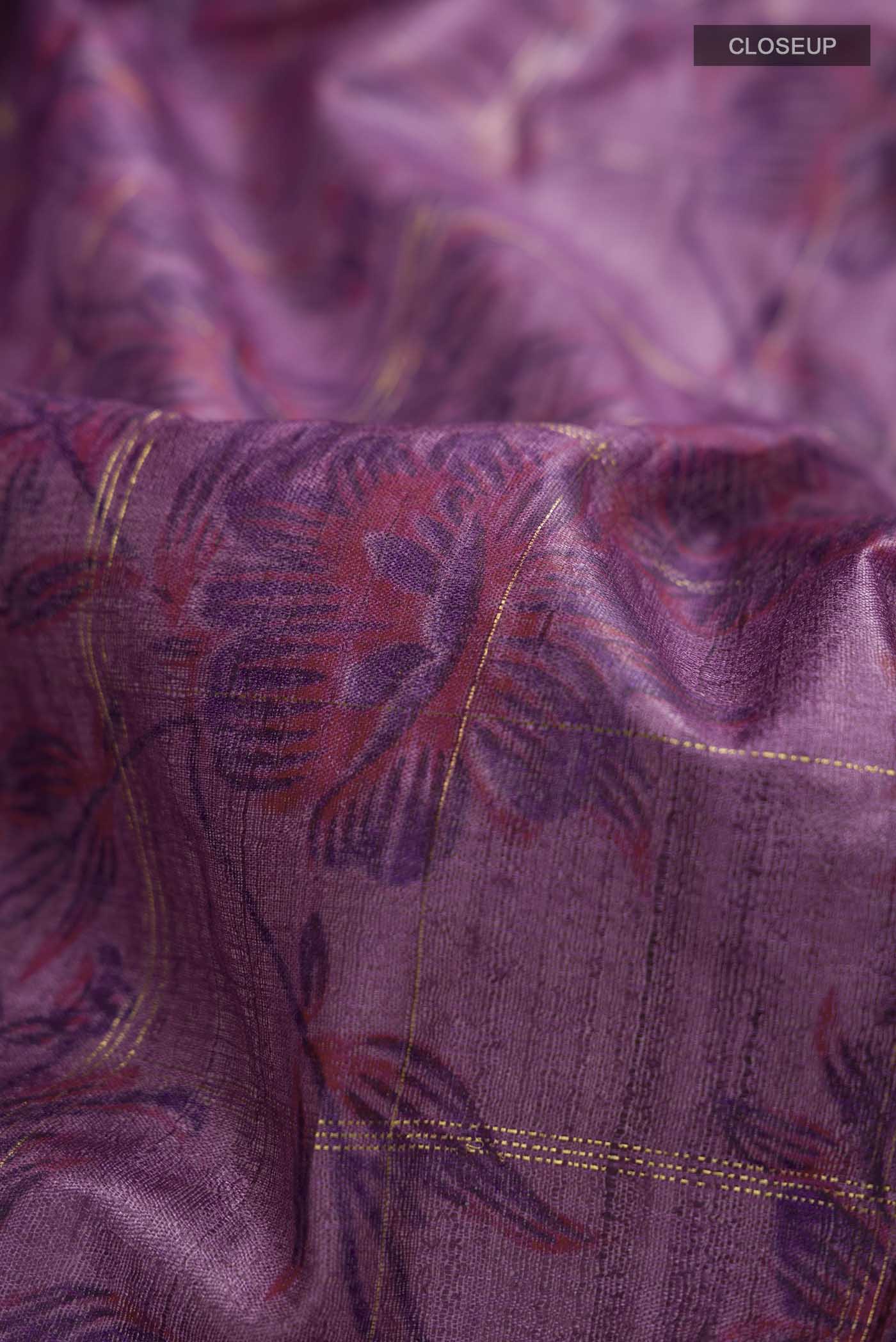 Purple Tussar Silk Saree - Image 2