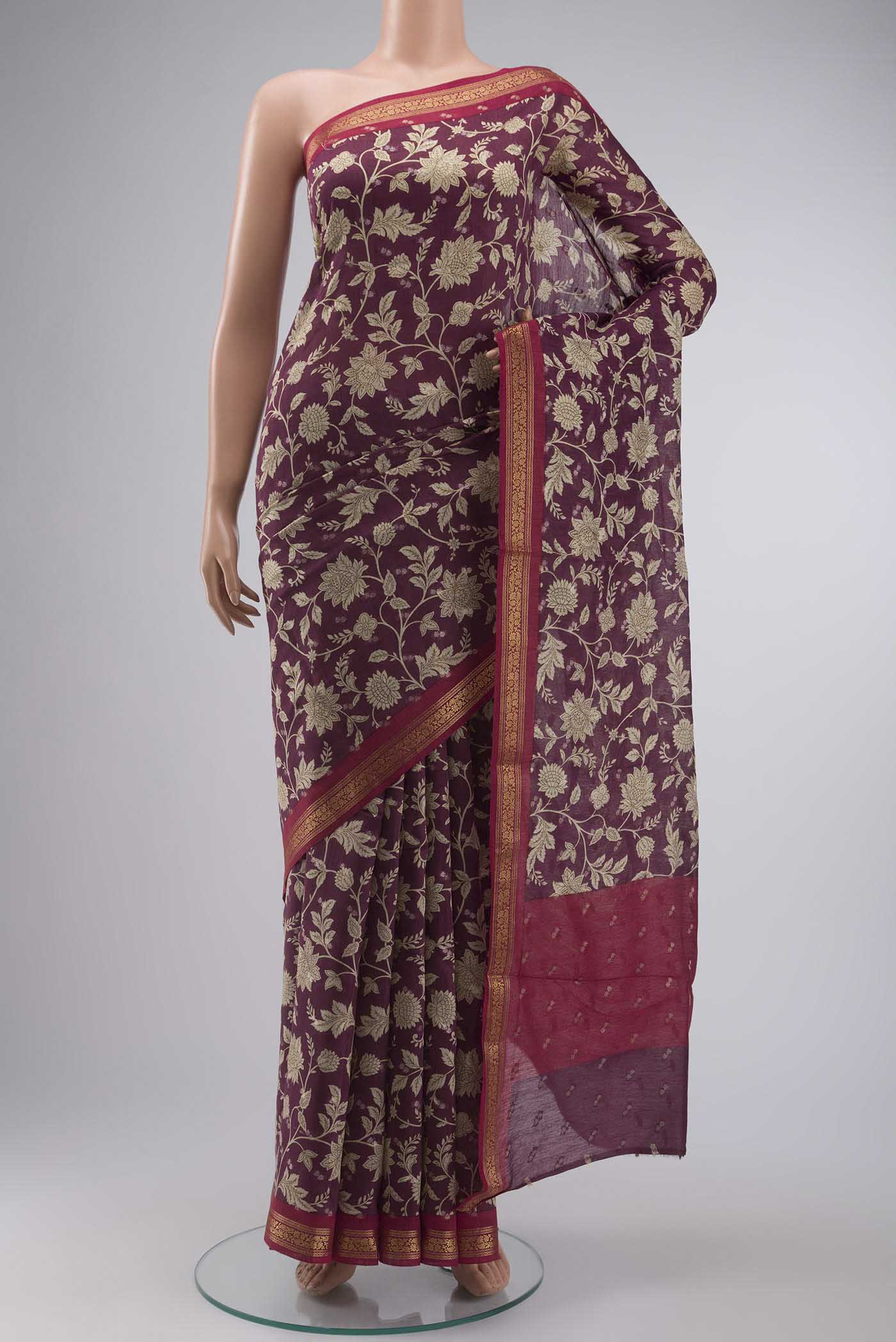 Purple Tussar Silk Saree