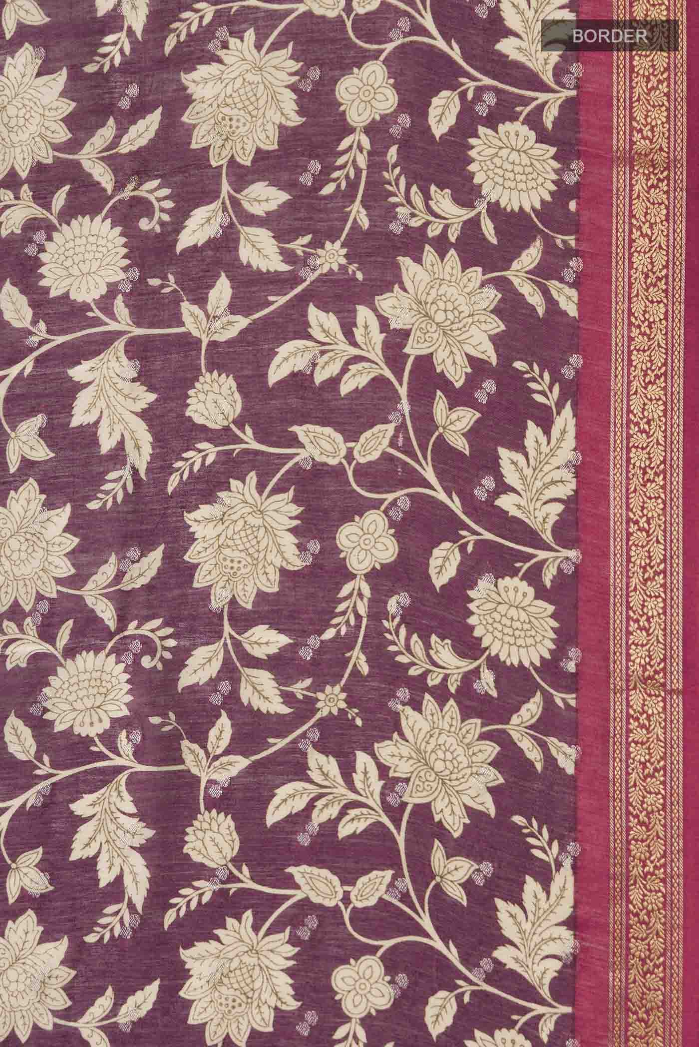 Purple Tussar Silk Saree - Image 3
