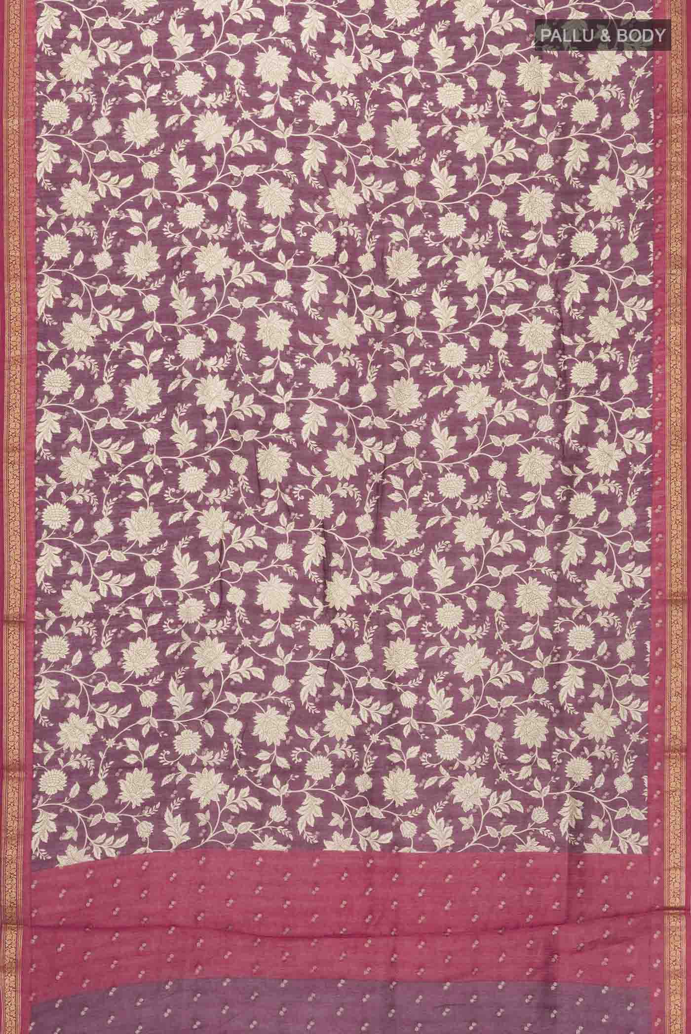 Purple Tussar Silk Saree - Image 5