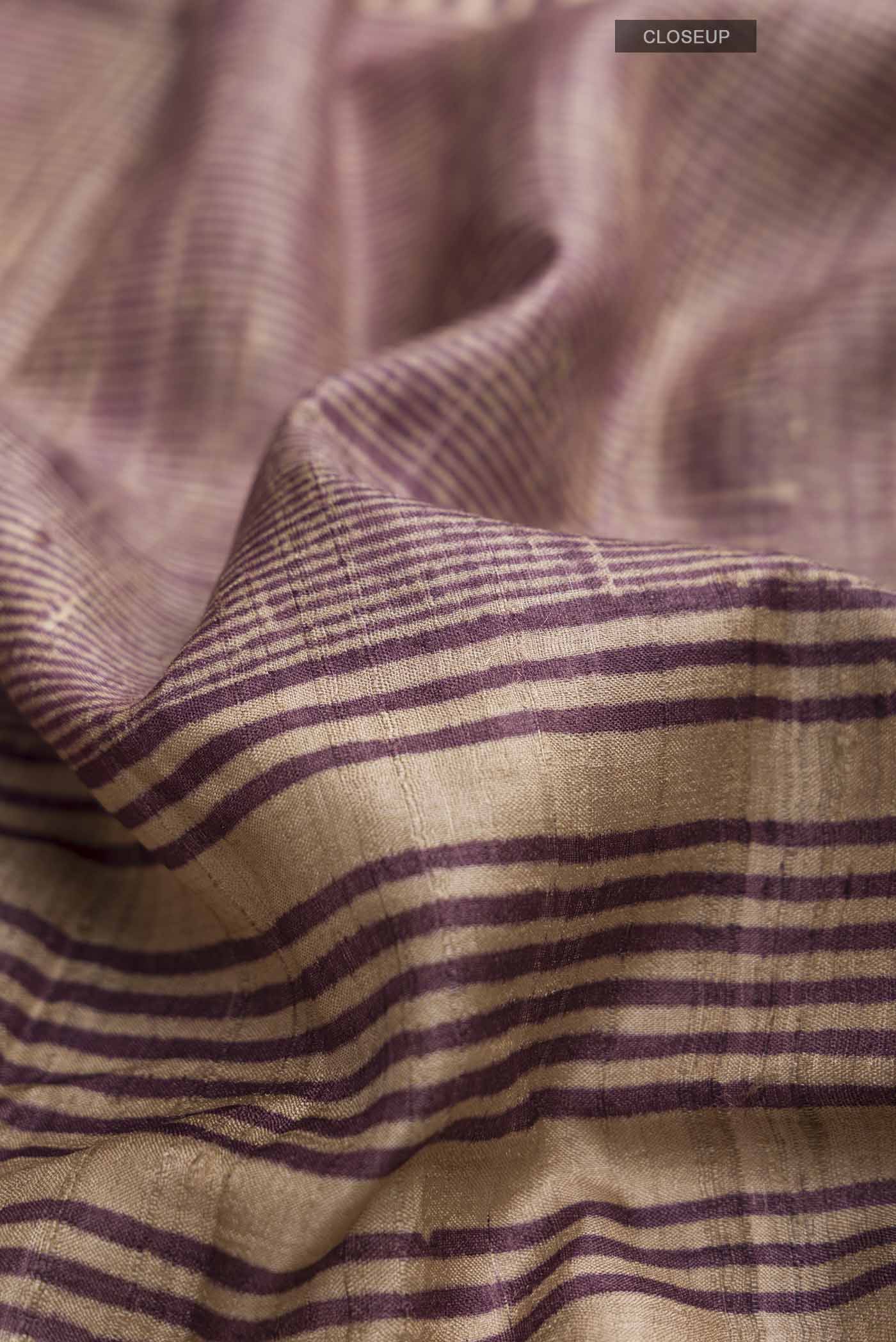 Purple Tussar Silk Saree - Image 2