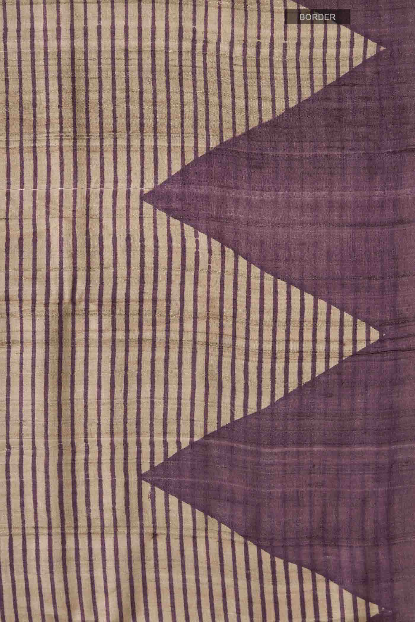 Purple Tussar Silk Saree - Image 3