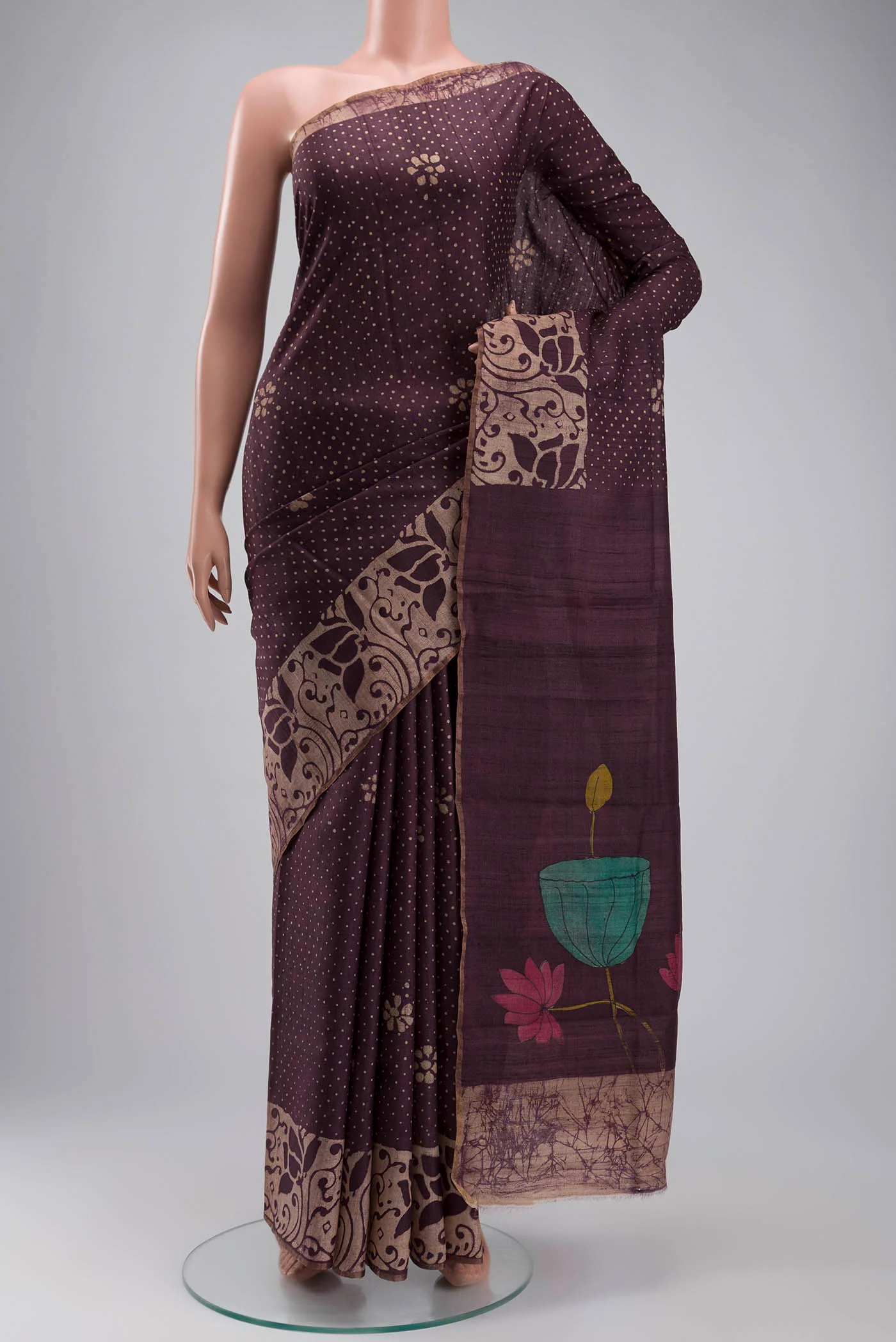 Purple Tussar Silk Saree
