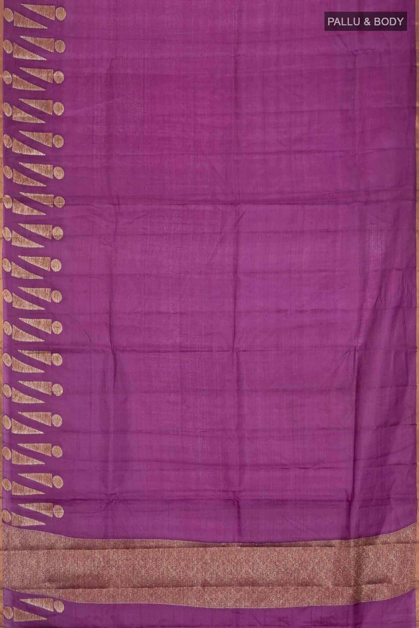 Purple Tussar Silk Saree - Image 3
