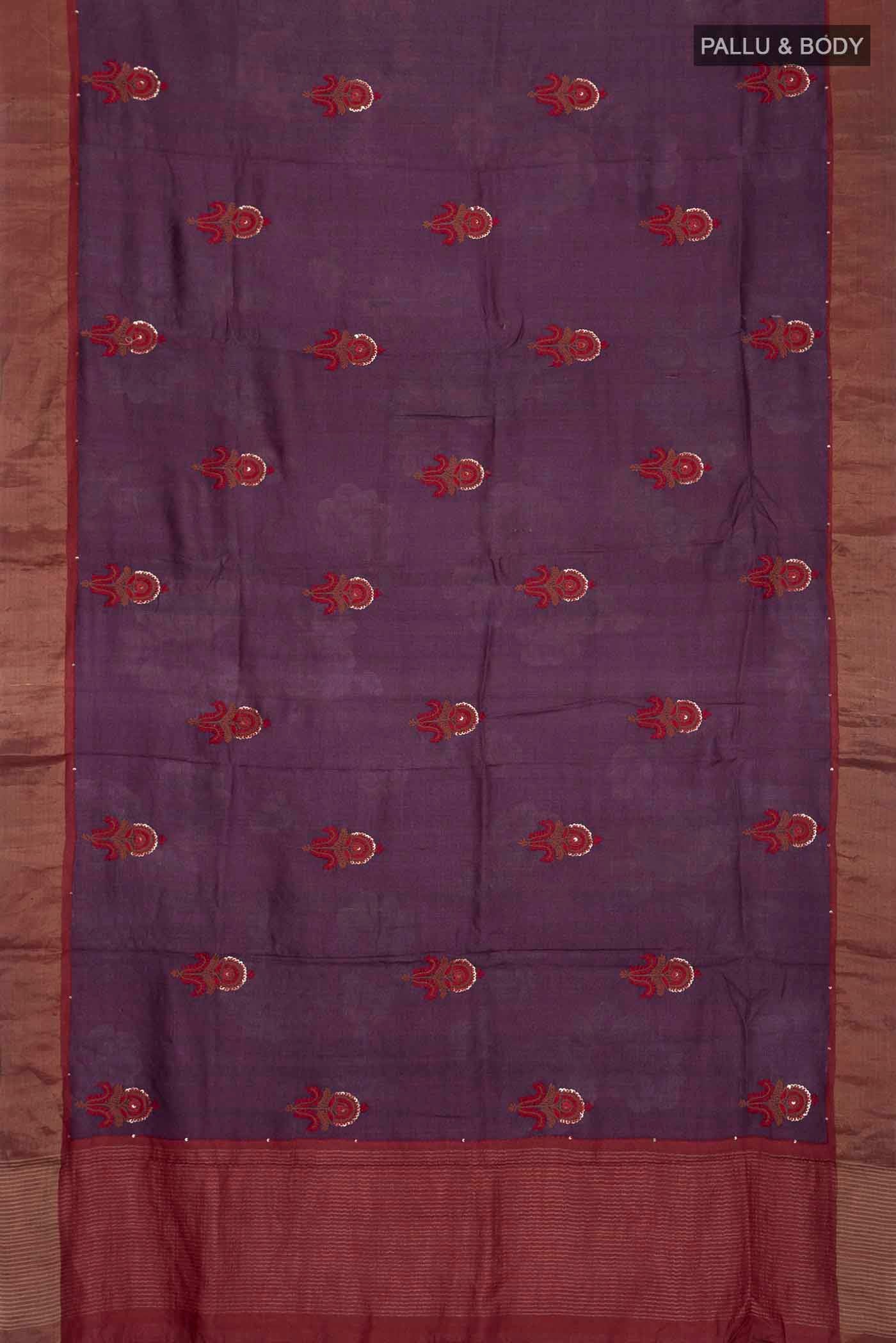 Purple Tussar Silk Saree - Image 6