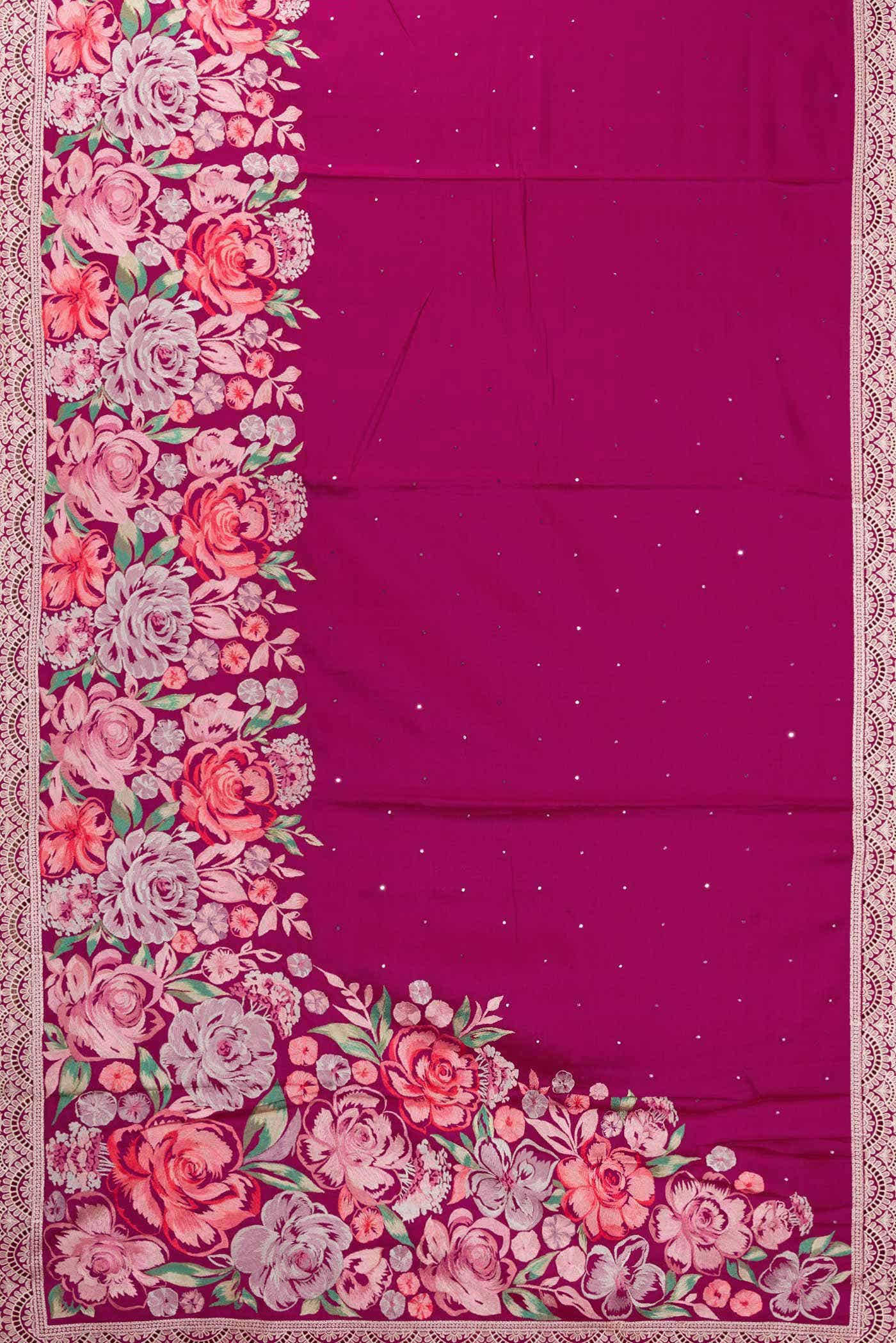 Magenta Tussar Silk Saree - Image 4