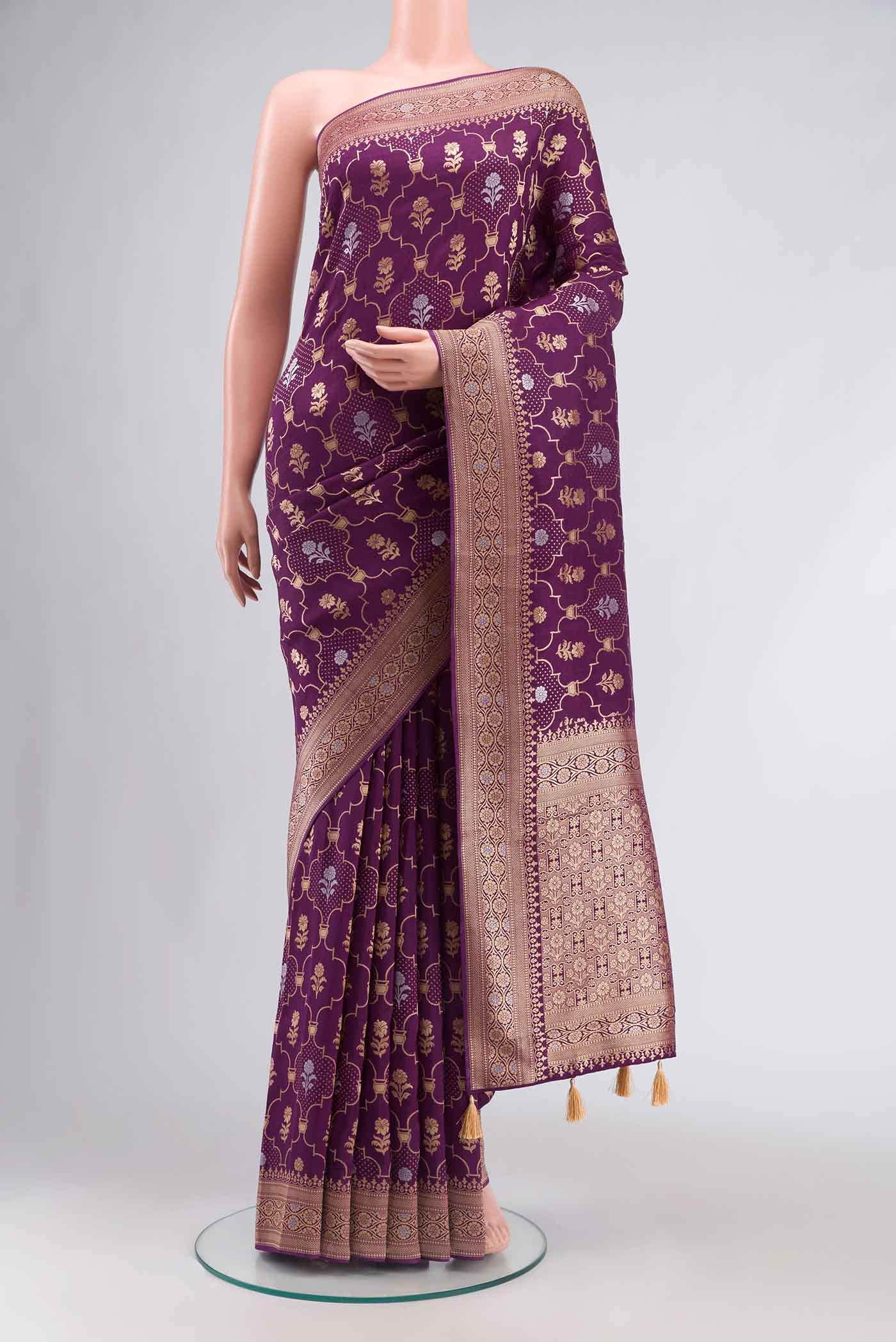 Purple Tussar Silk Saree