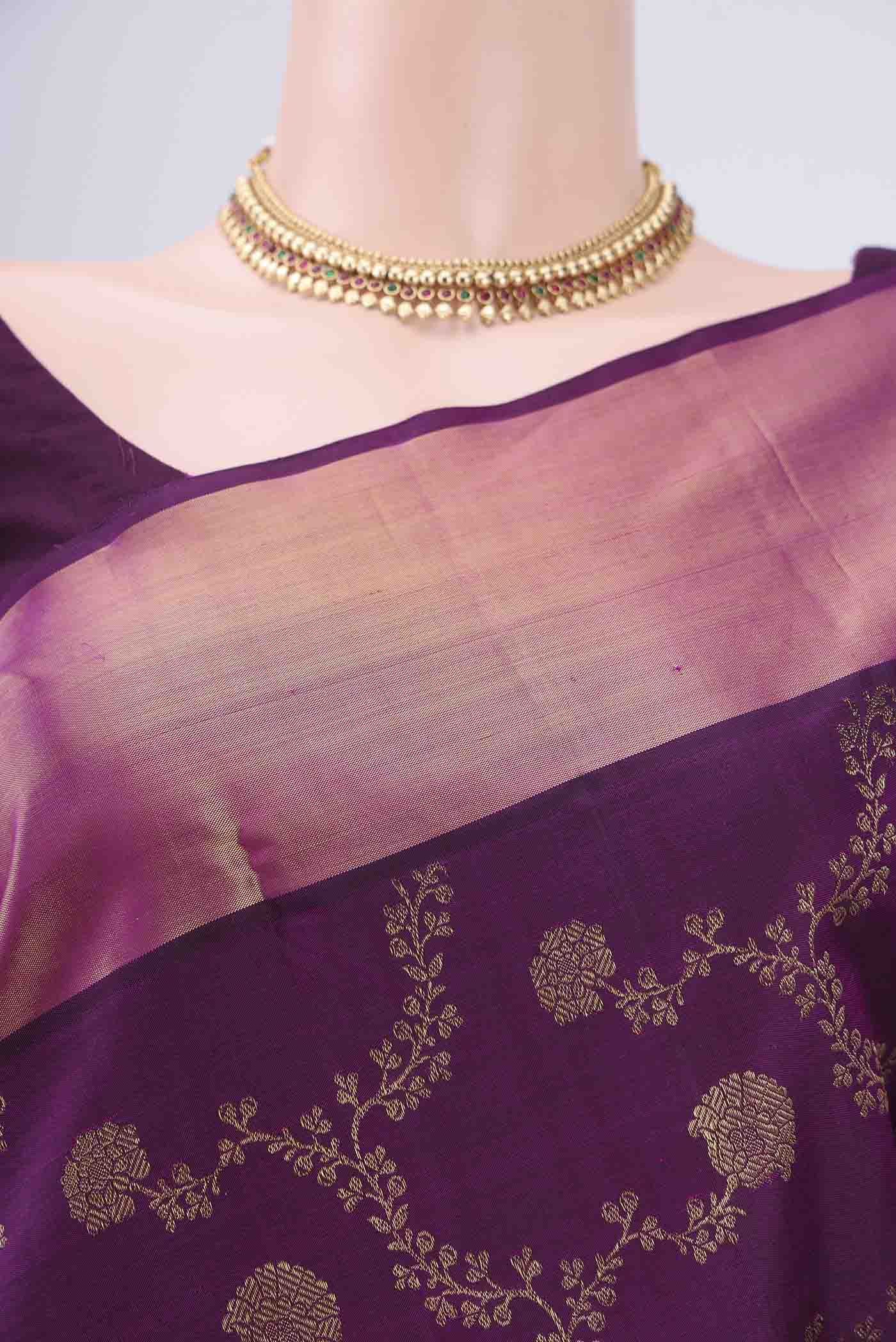 Purple Kanjivaram Silk Saree - Image 2