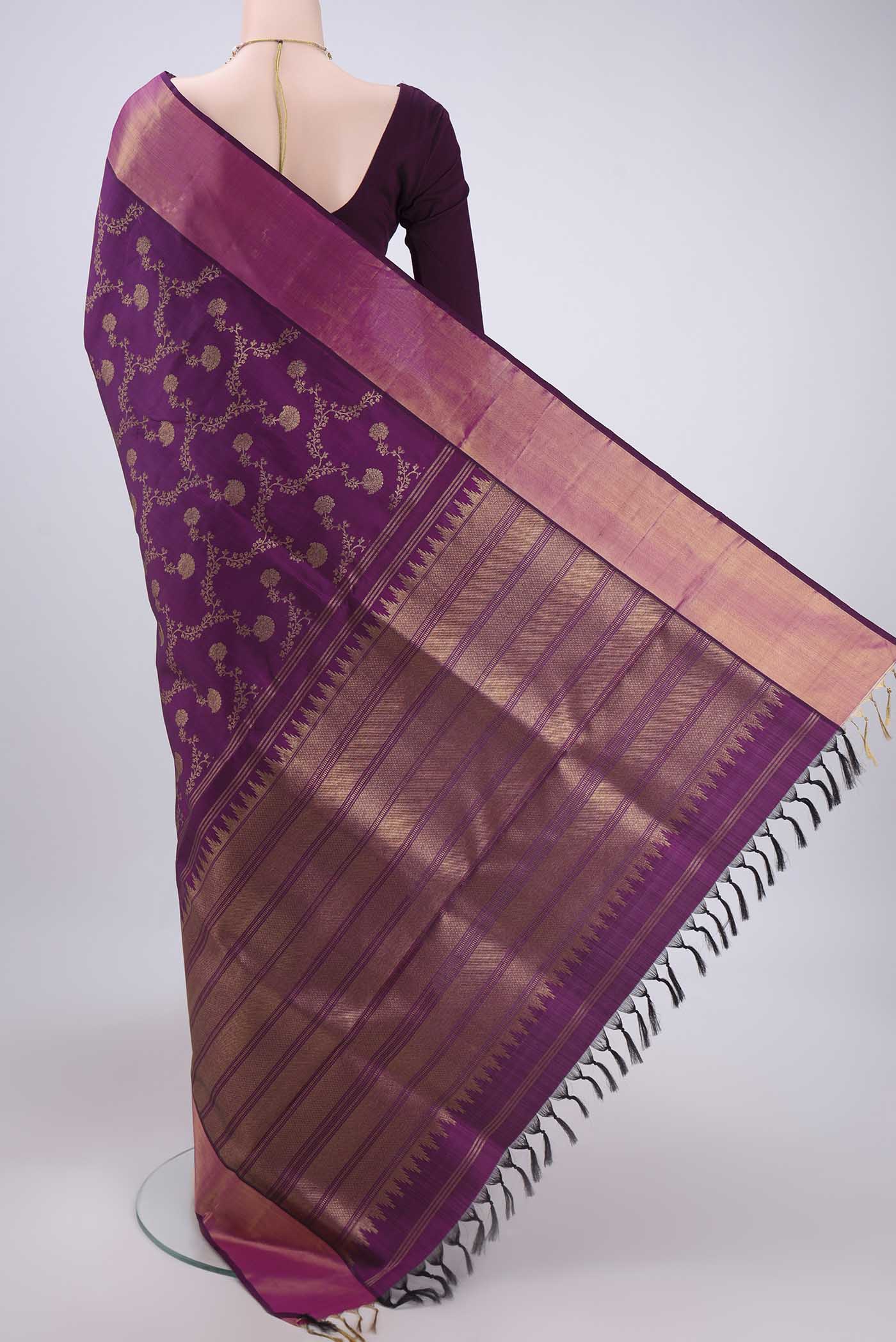 Purple Kanjivaram Silk Saree - Image 3