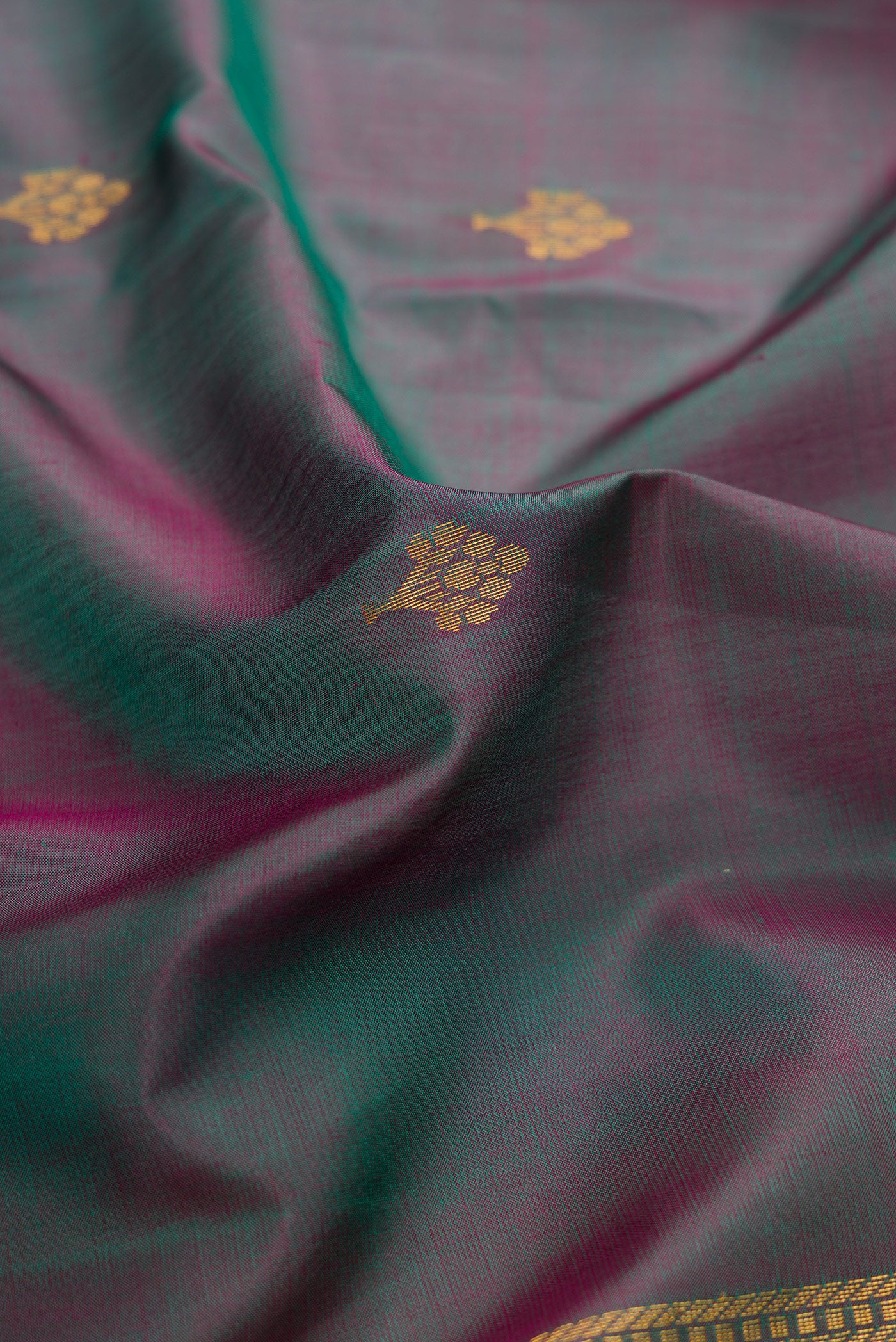 Purple with Green Color Soft Silk Saree - Image 2