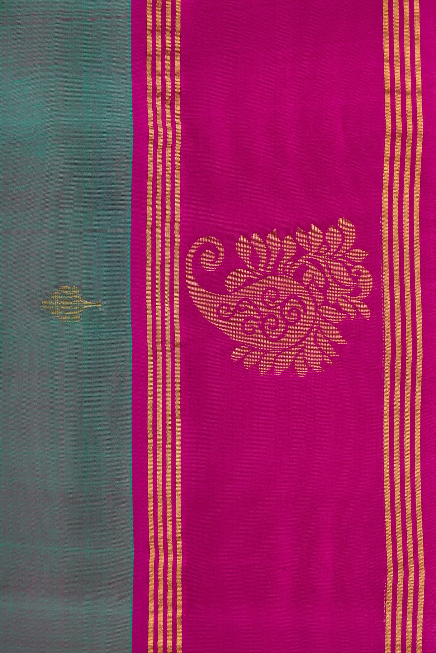 Purple with Green Color Soft Silk Saree - Image 3