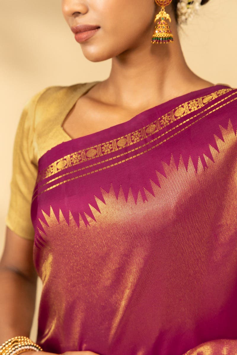 Rakshita-Magenta Kanchipuram Silk Saree - Image 3