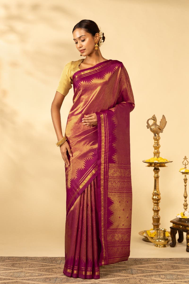 Rakshita-Magenta Kanchipuram Silk Saree - Image 4