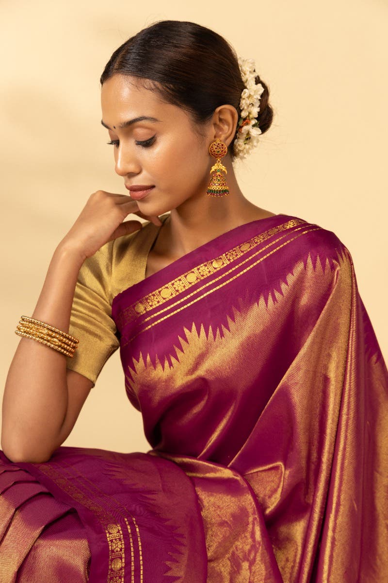 Rakshita-Magenta Kanchipuram Silk Saree - Image 5