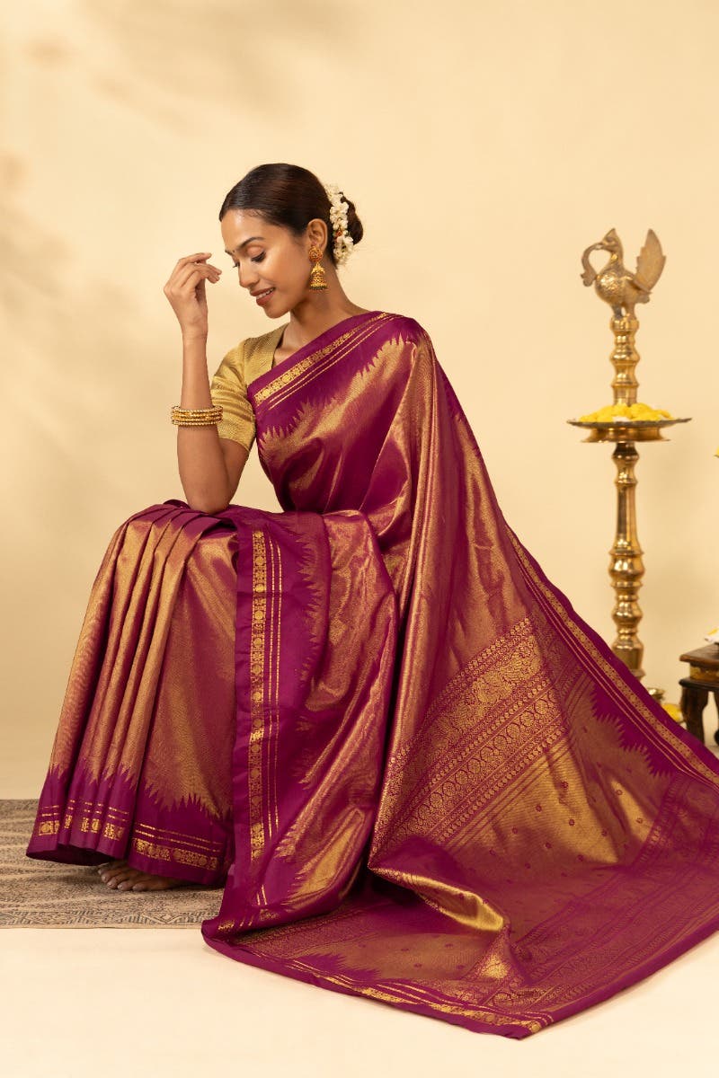 Rakshita-Magenta Kanchipuram Silk Saree - Image 6