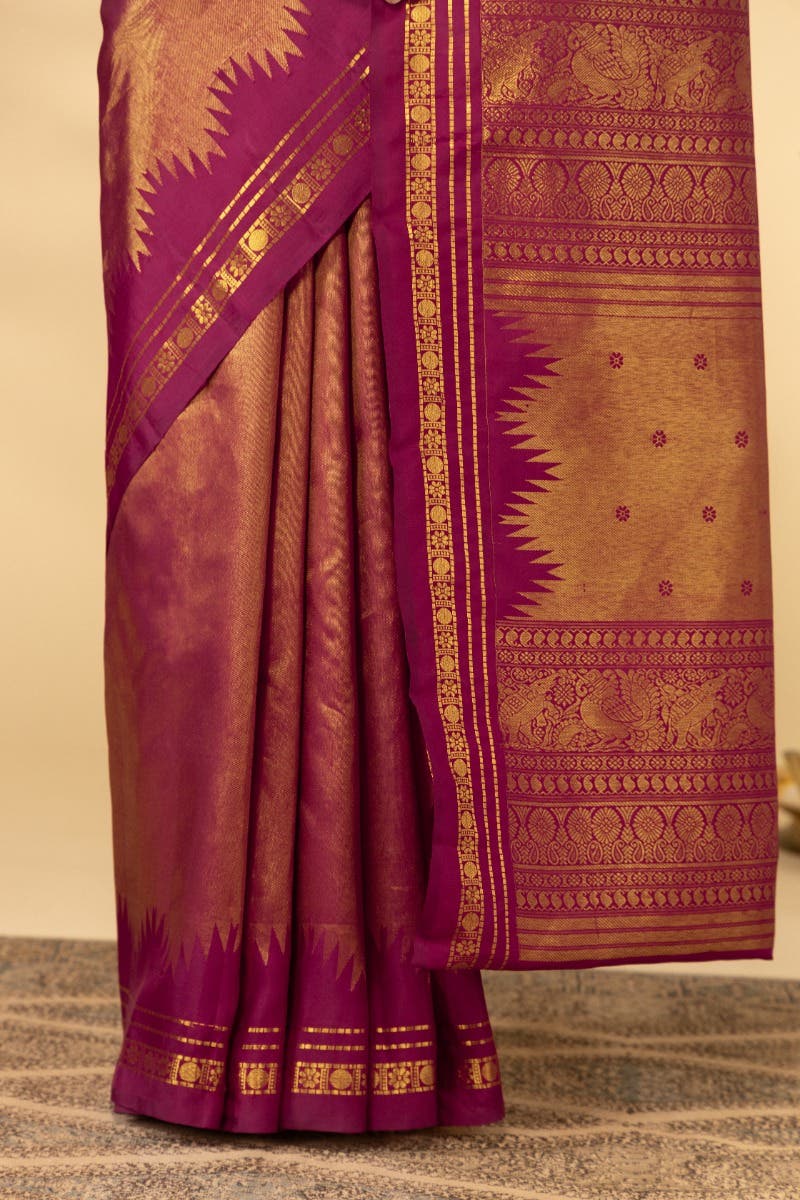 Rakshita-Magenta Kanchipuram Silk Saree - Image 7