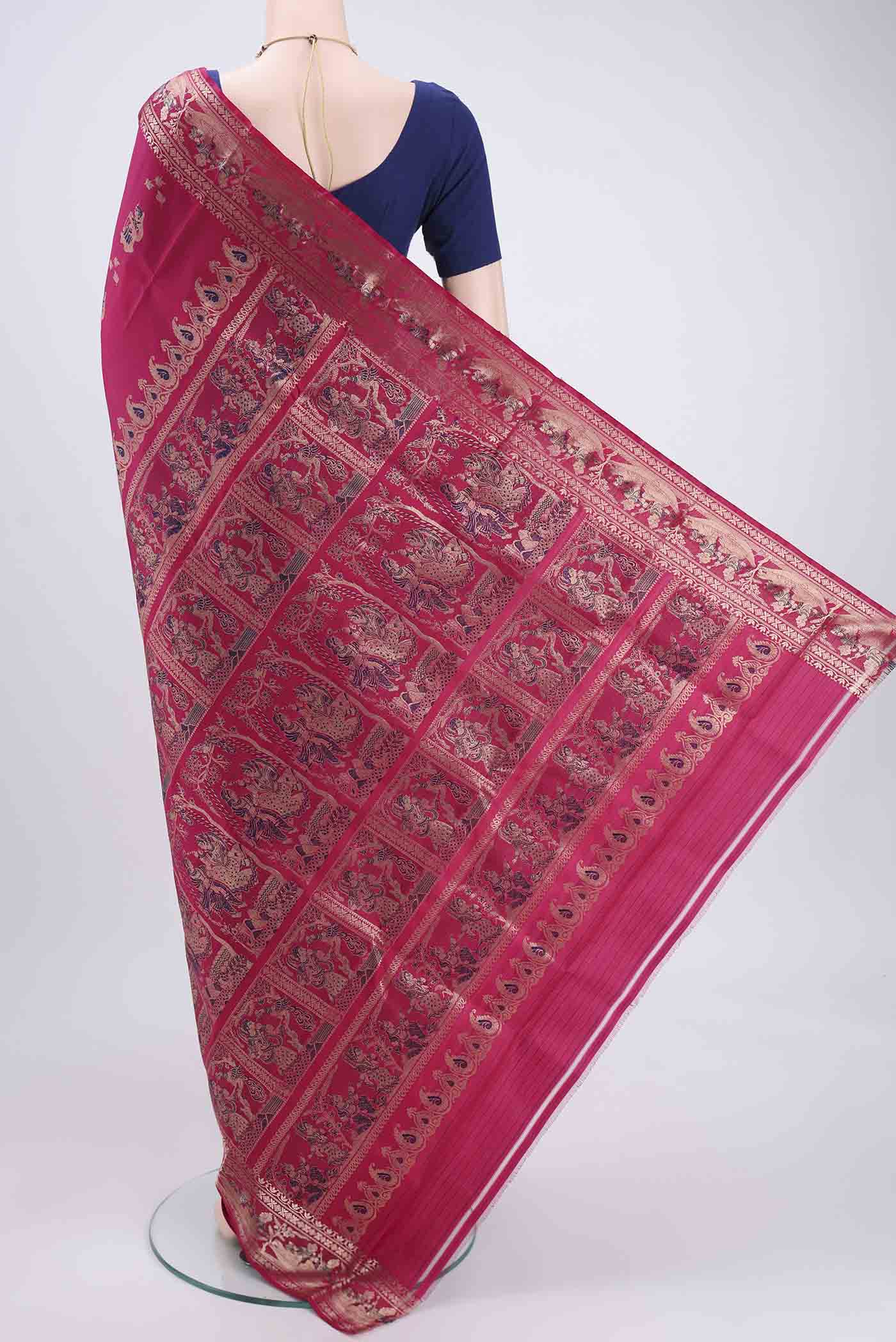 Pink Baluchari Silk Saree - Image 3