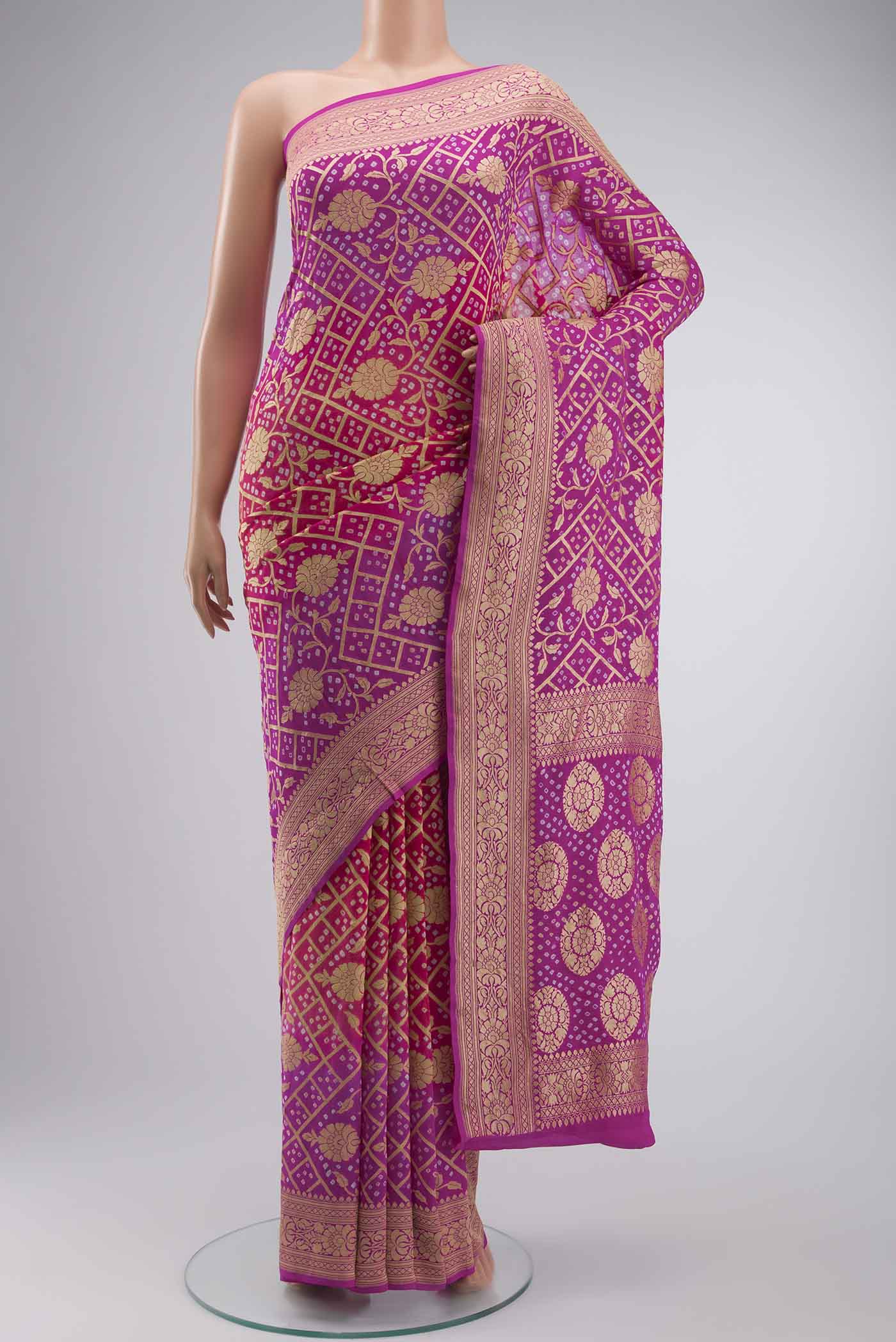 Rani Pink Banarasi Georgette Saree