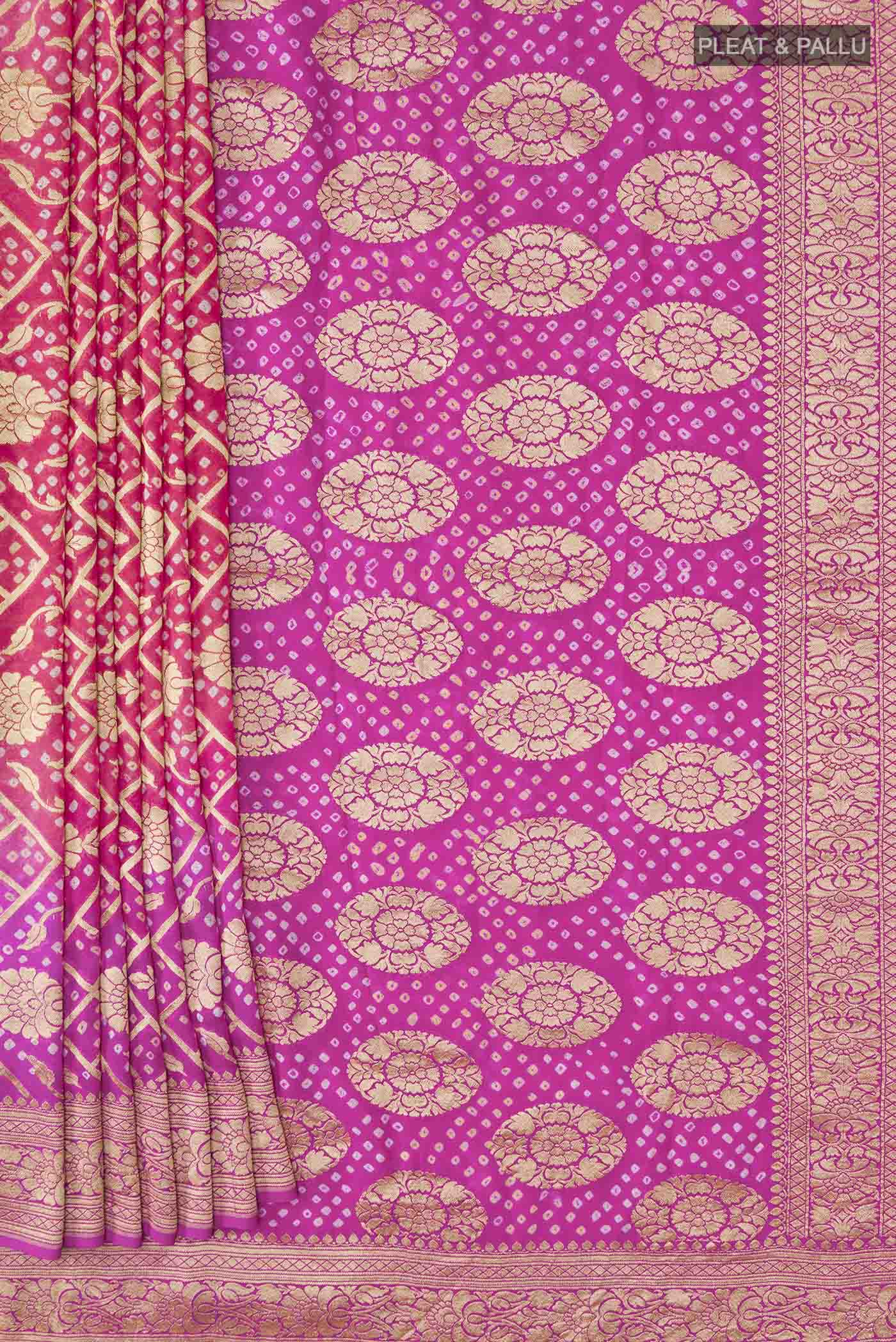 Rani Pink Banarasi Georgette Saree - Image 4