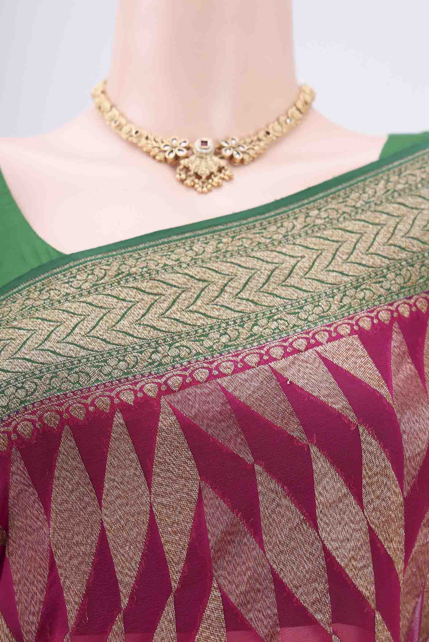 Dark Pink Banarasi Georgette Saree - Image 2