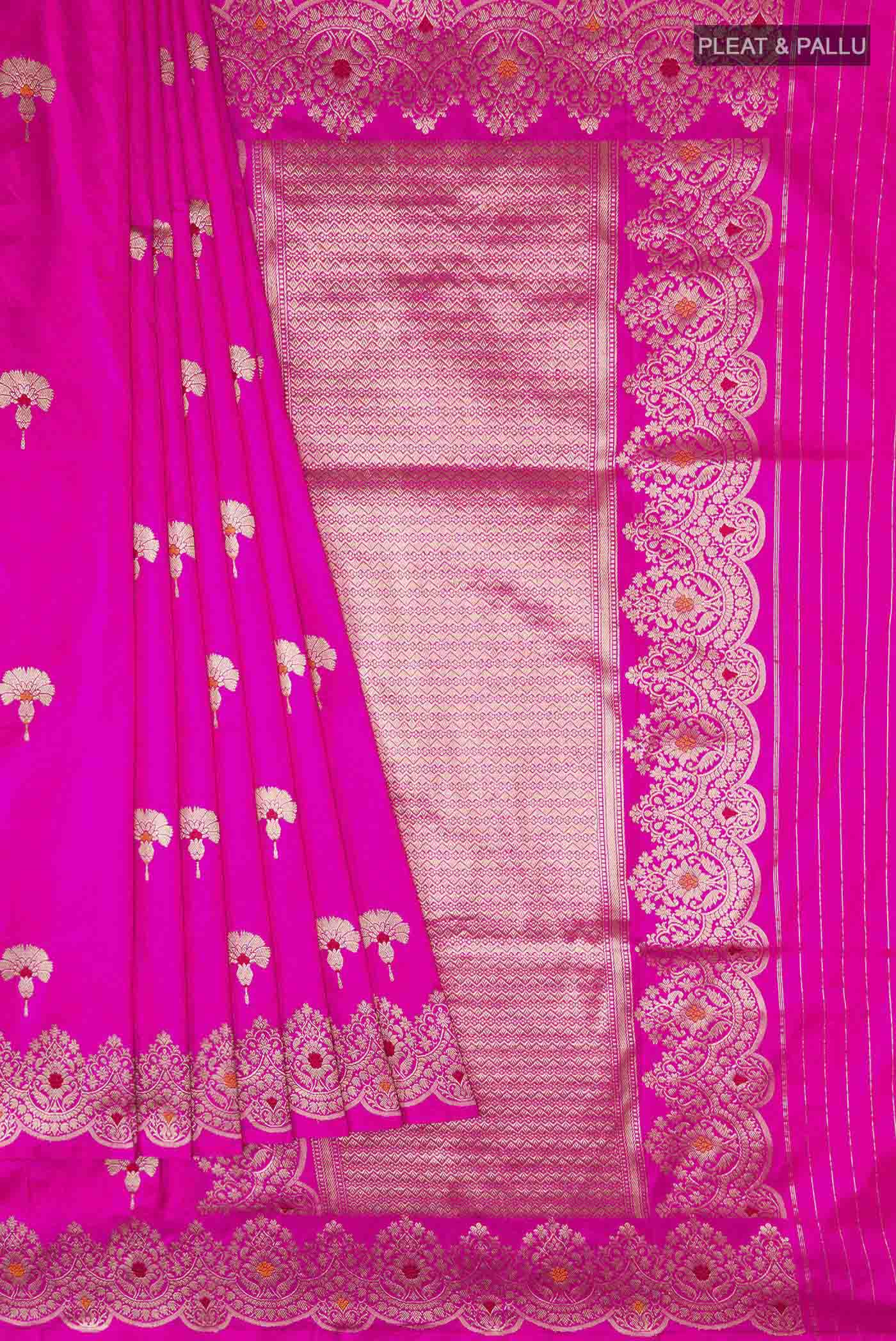 Rani Pink Banarasi Katan Silk Saree - Image 4