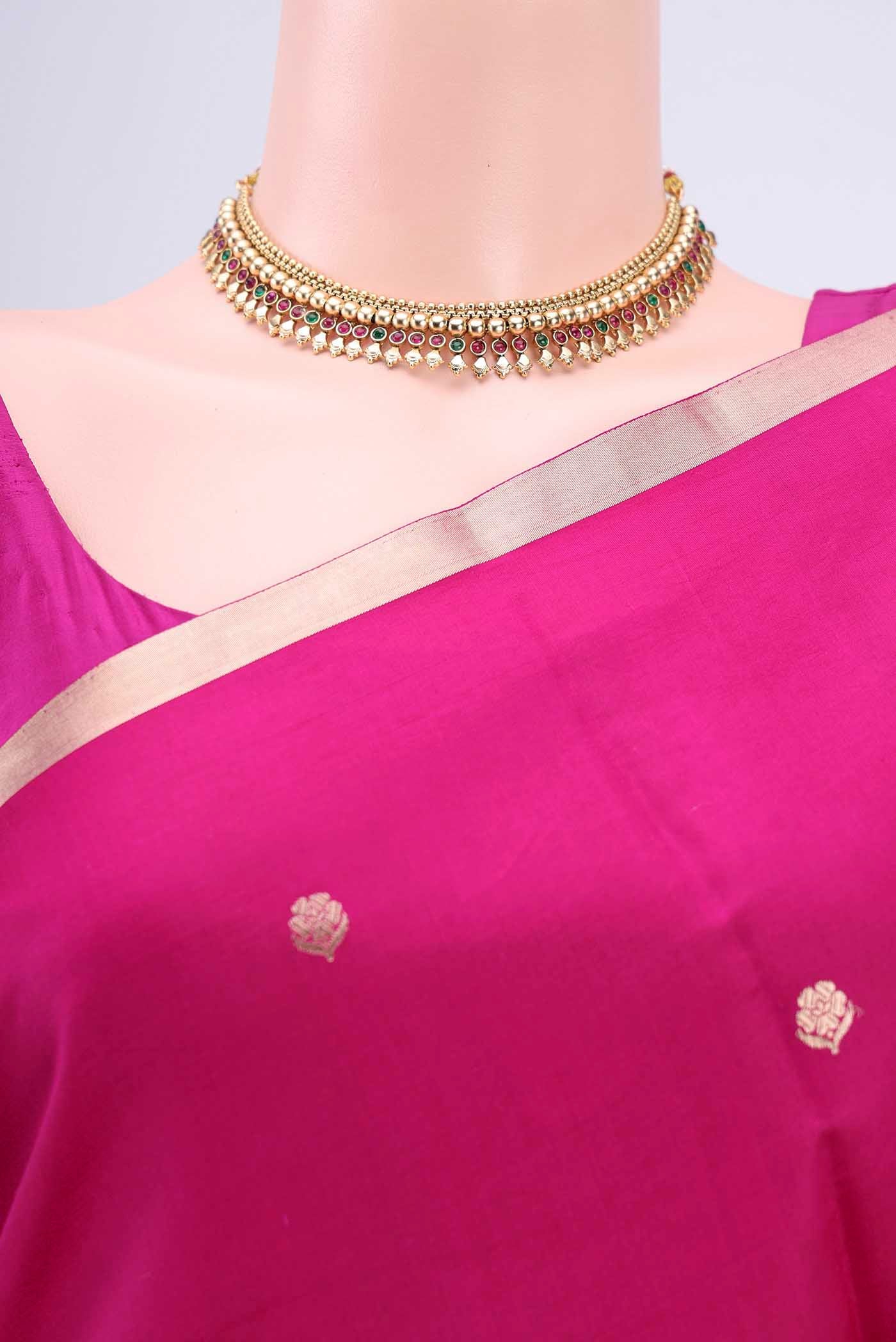 Rani Pink Banarasi Silk Saree - Image 2
