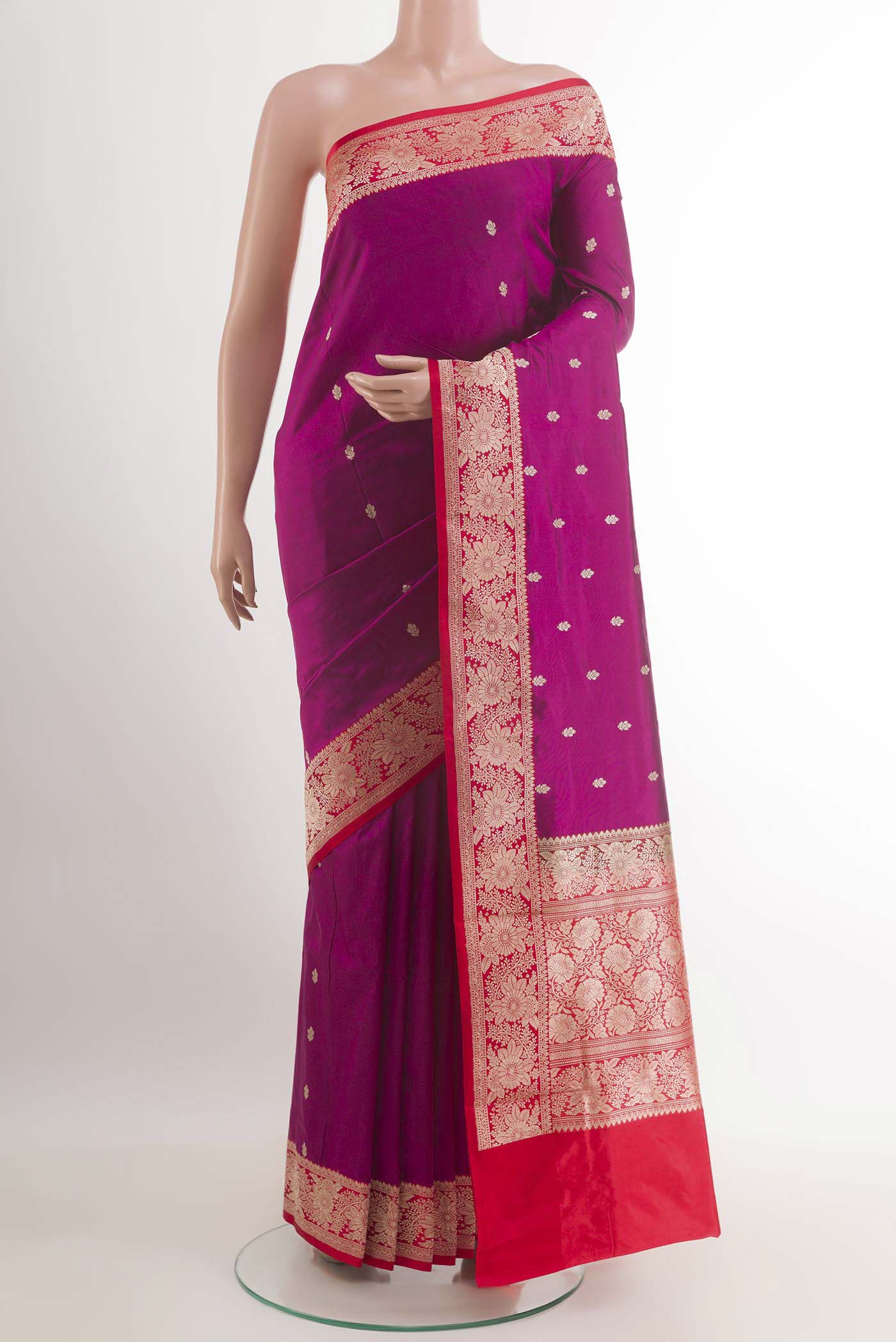 Magenta Banarasi Katan Silk Saree