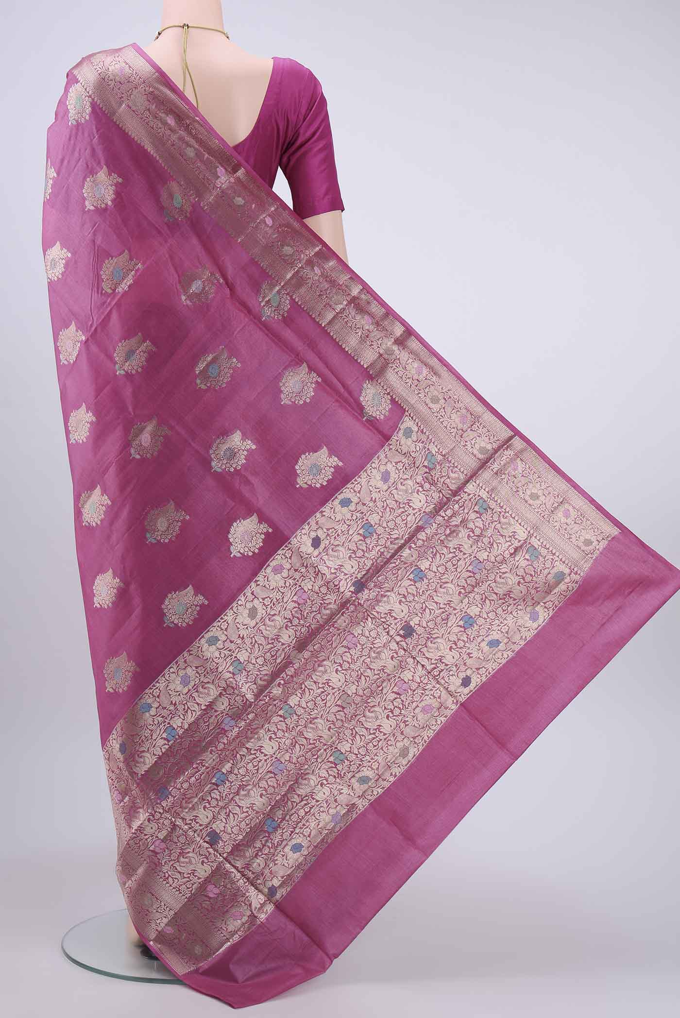 Rani Pink Banarasi Raw Silk Saree - Image 3