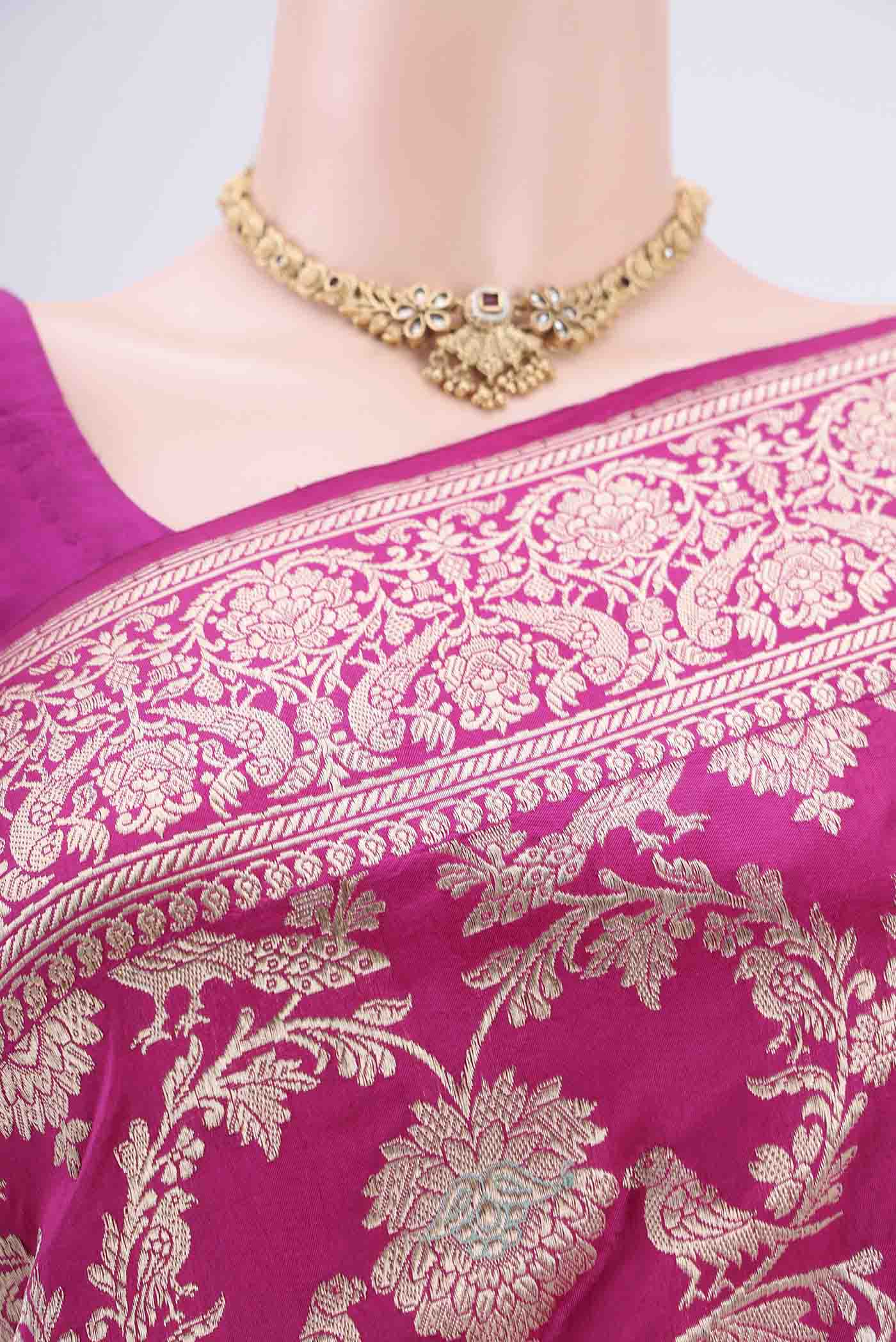 Rani Pink Banarasi Silk Saree - Image 2