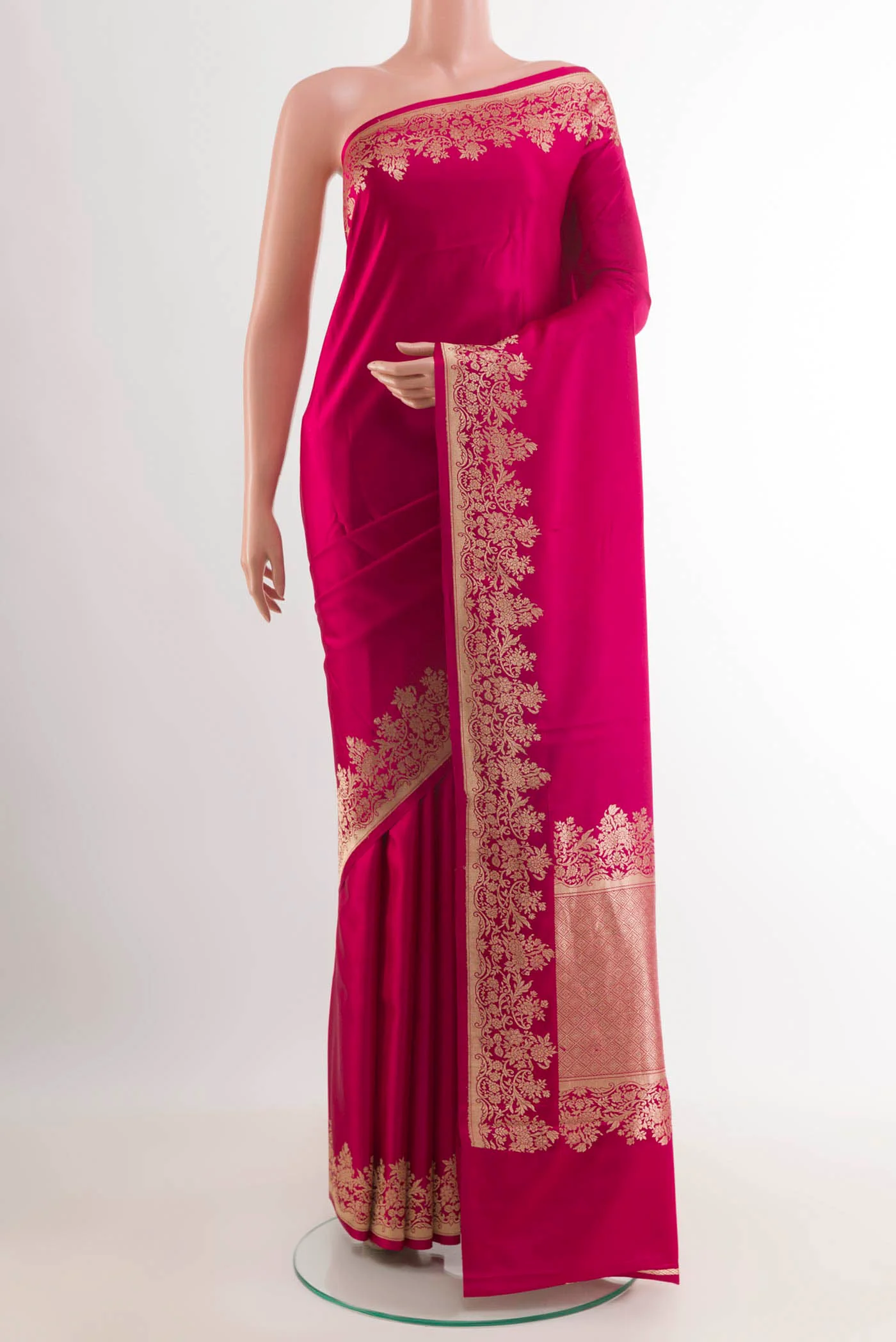 Dark Pink Banarasi Silk Saree