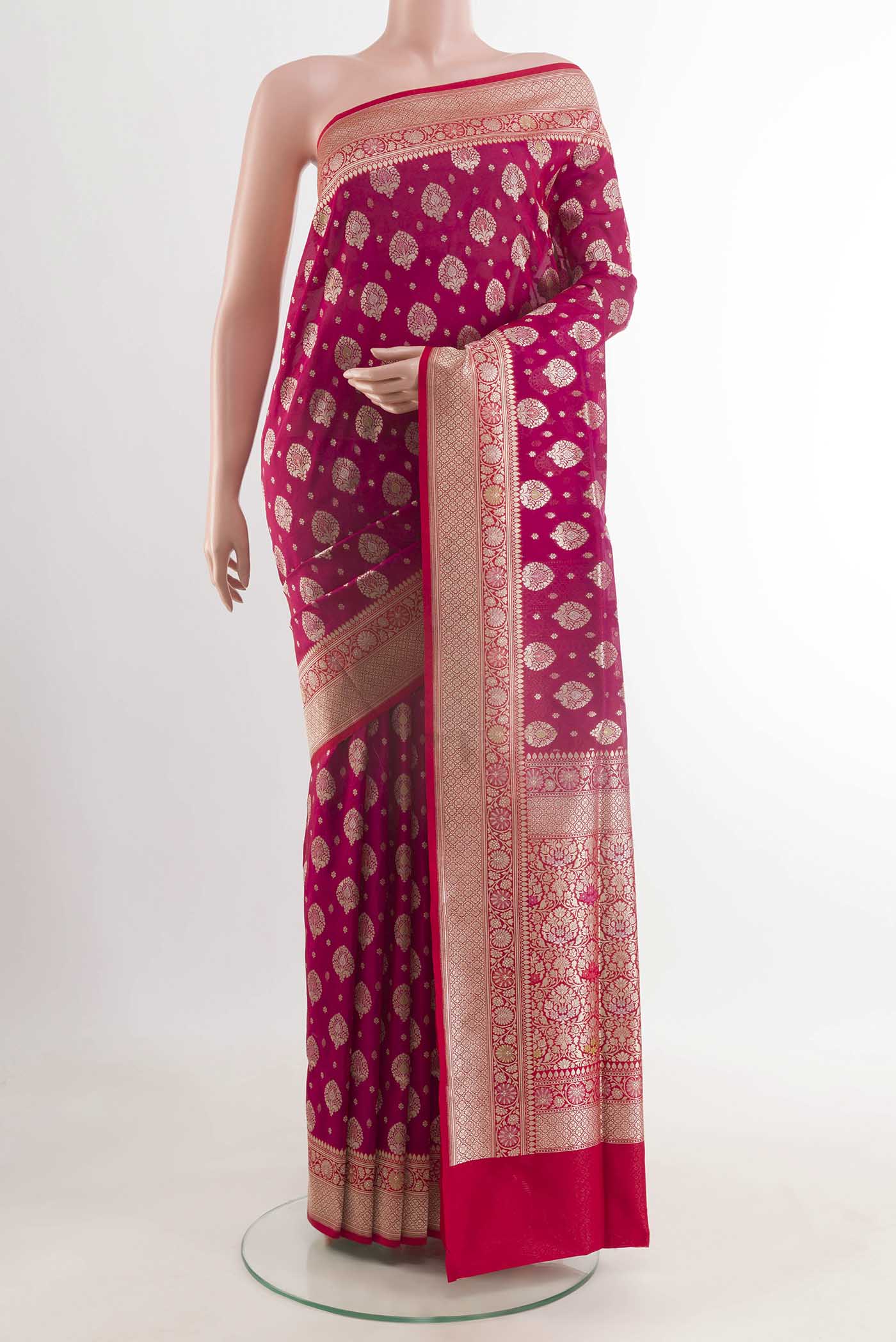 Rani Pink Banarasi Silk Saree