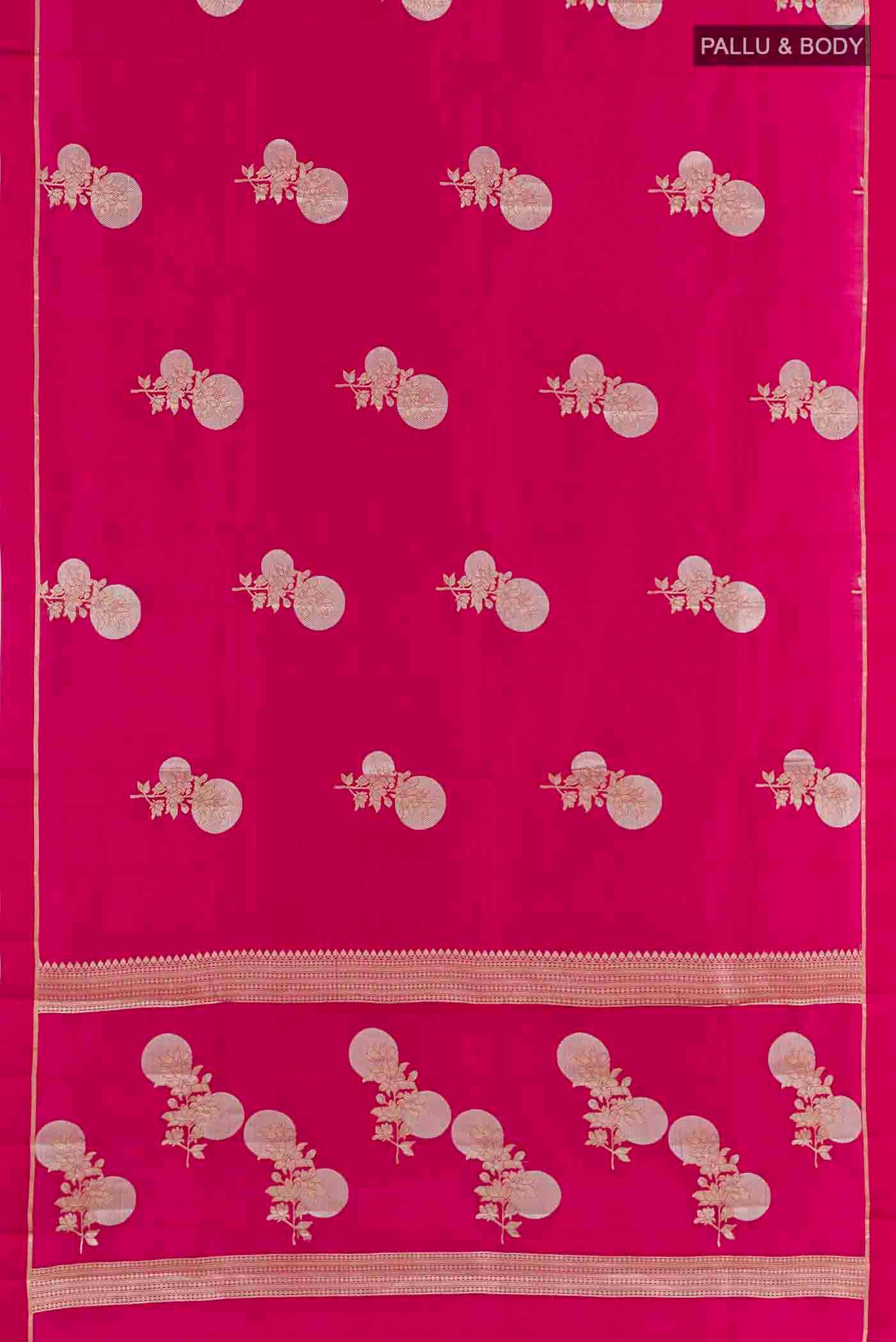 Rani Pink Banarasi Raw Silk Saree - Image 3