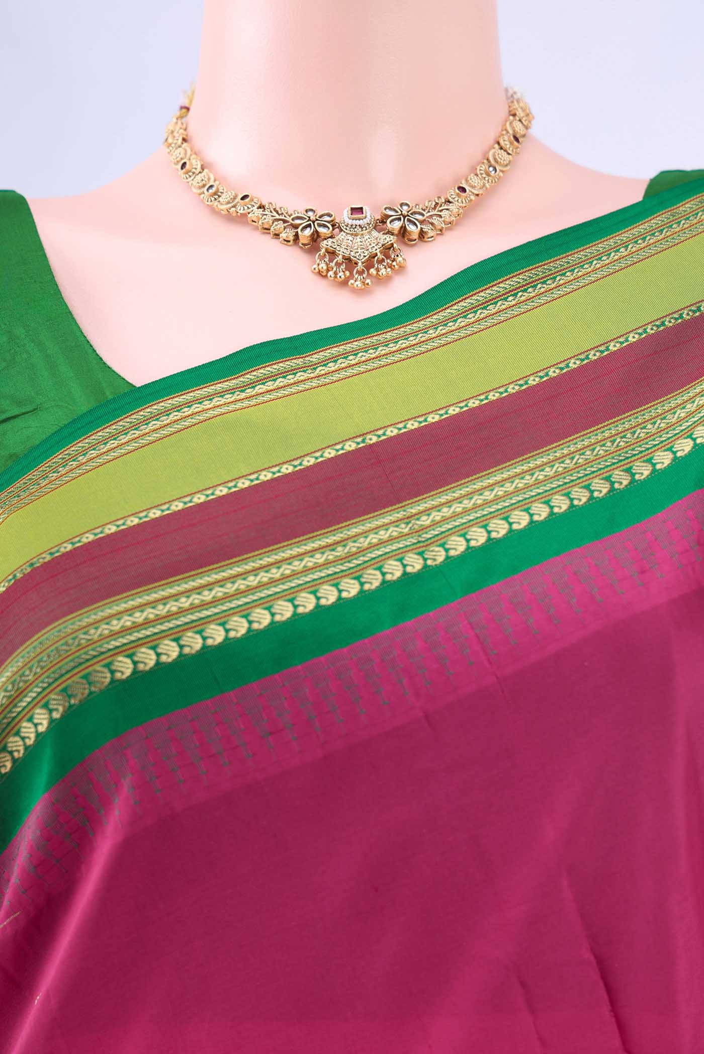 Rani Pink Bangalore Silk Saree - Image 2