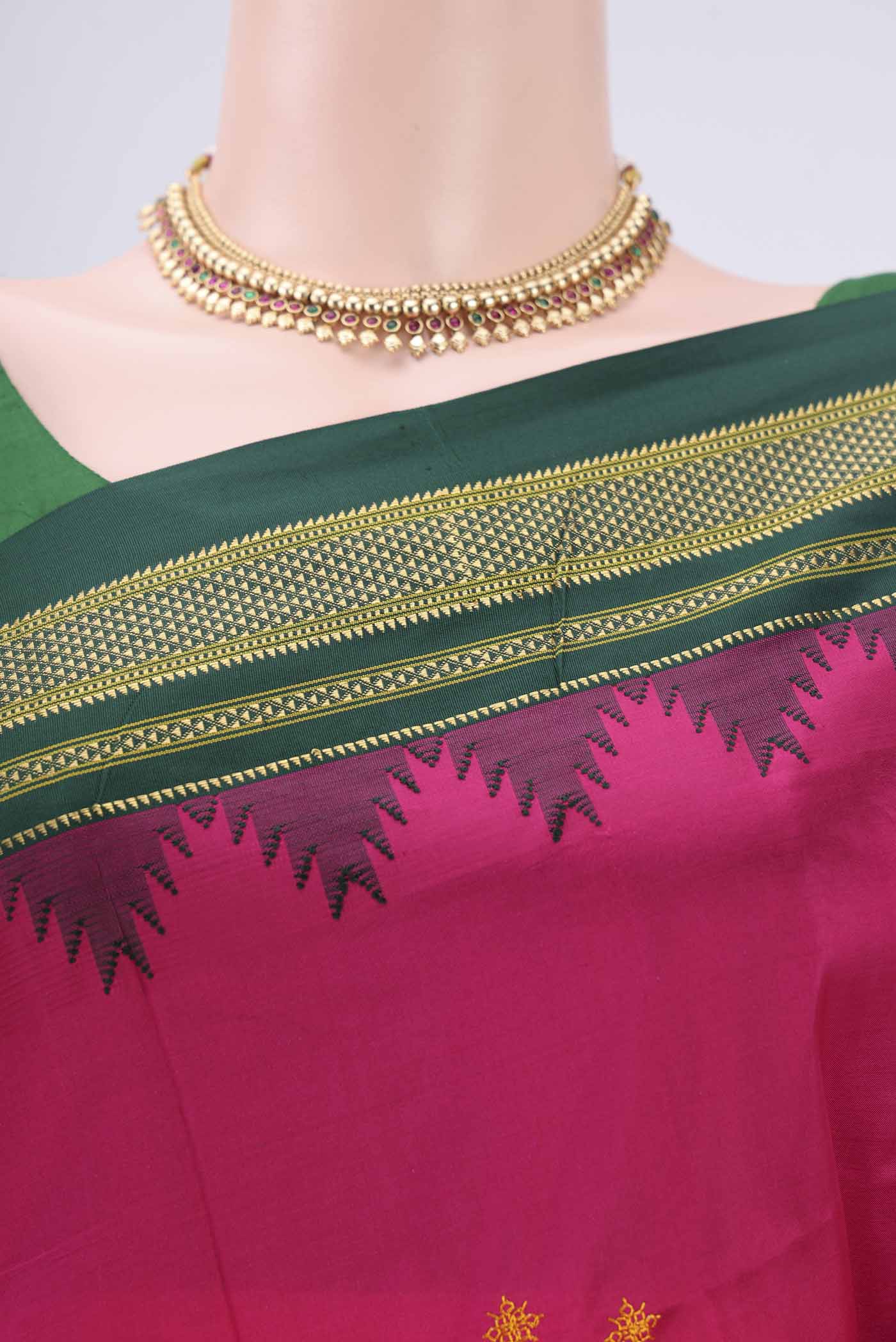 Rani Pink Bangalore Silk Saree - Image 2