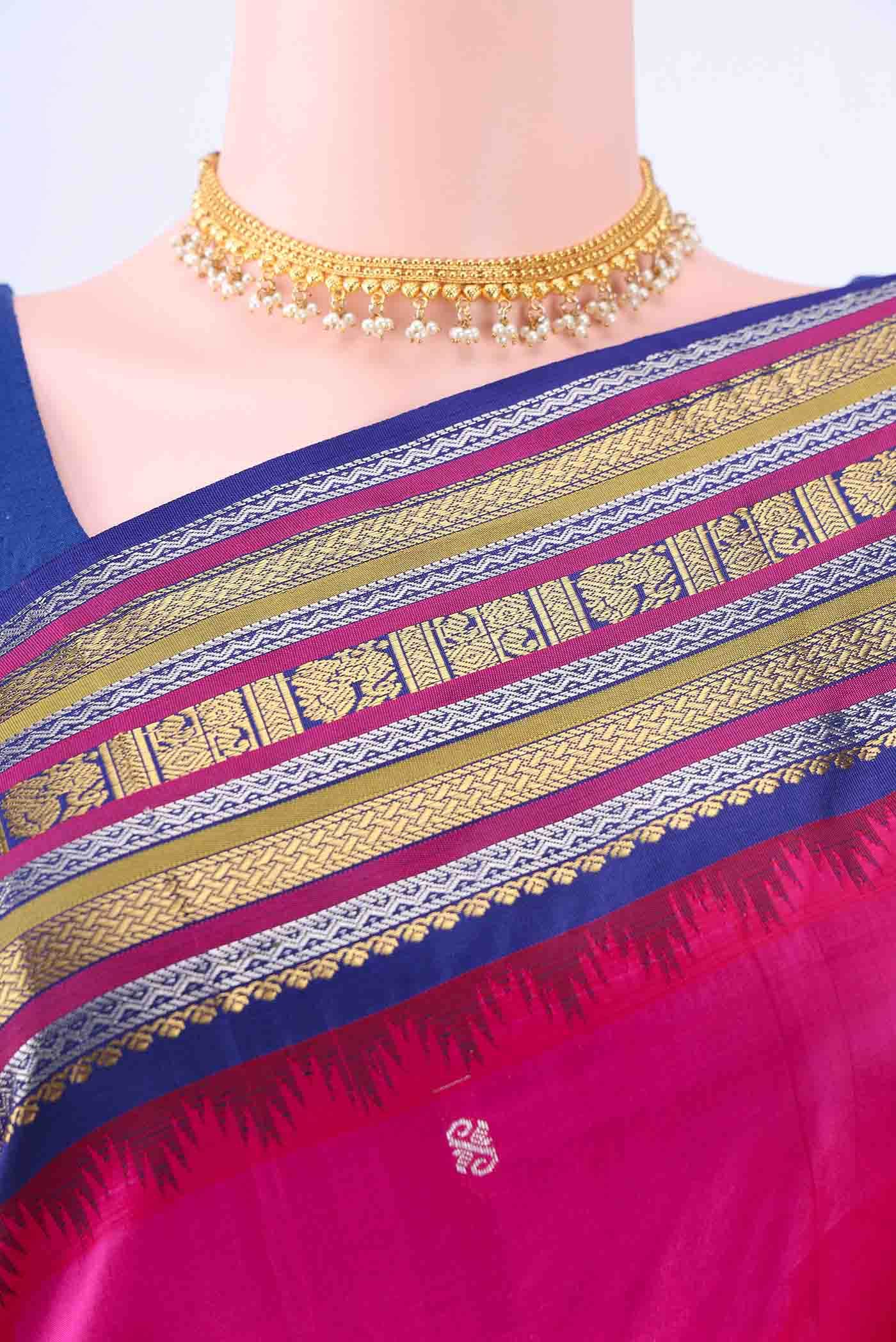 Rani Pink Bangalore Silk Saree - Image 3