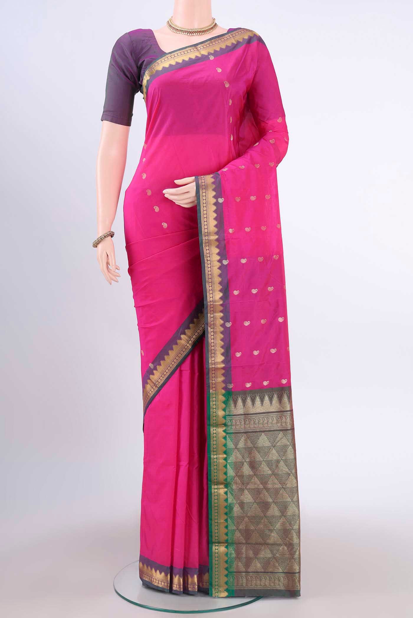 Rani Pink Blended Bangalore Silk Saree