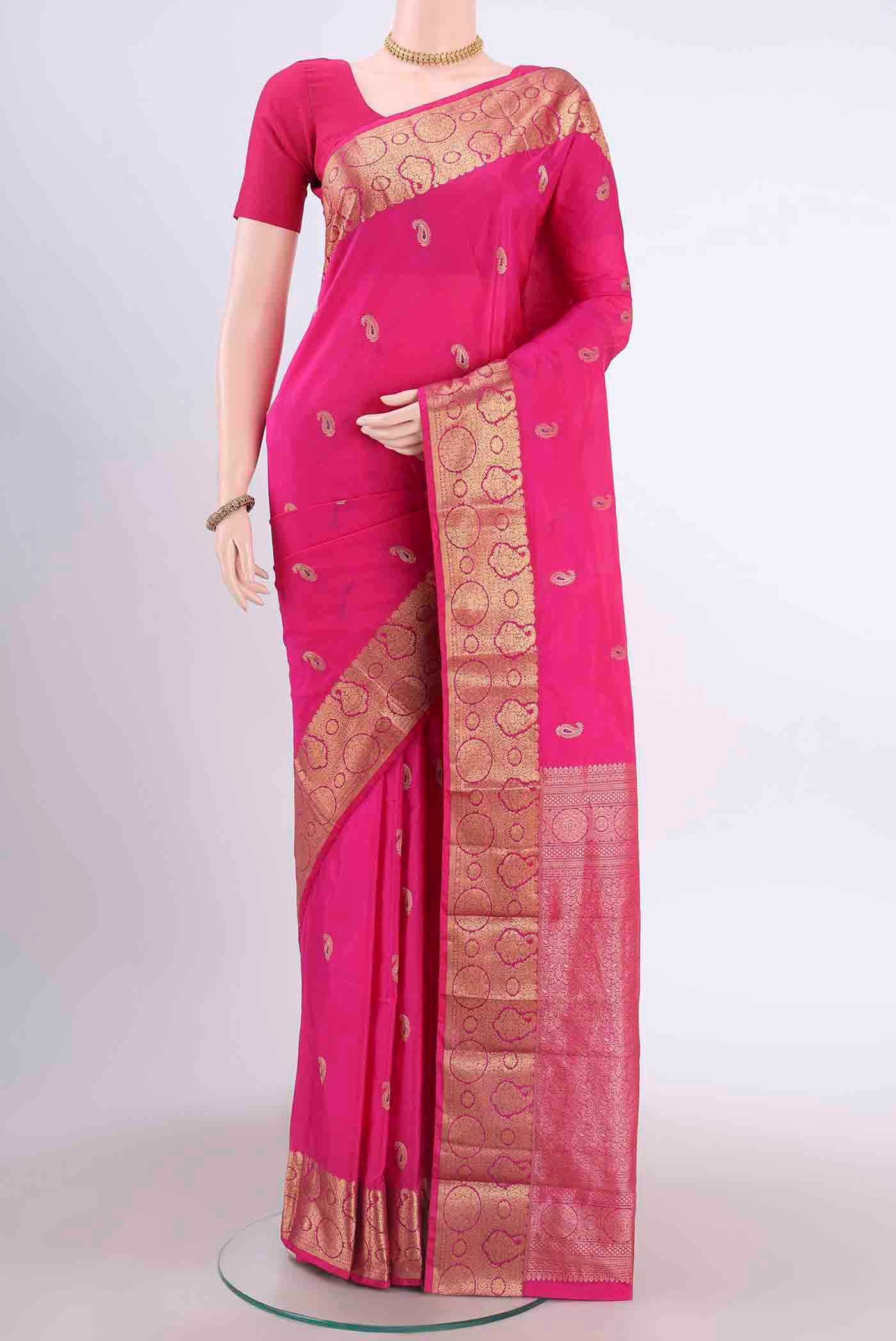 Rani Pink Blended Bangalore Silk Saree